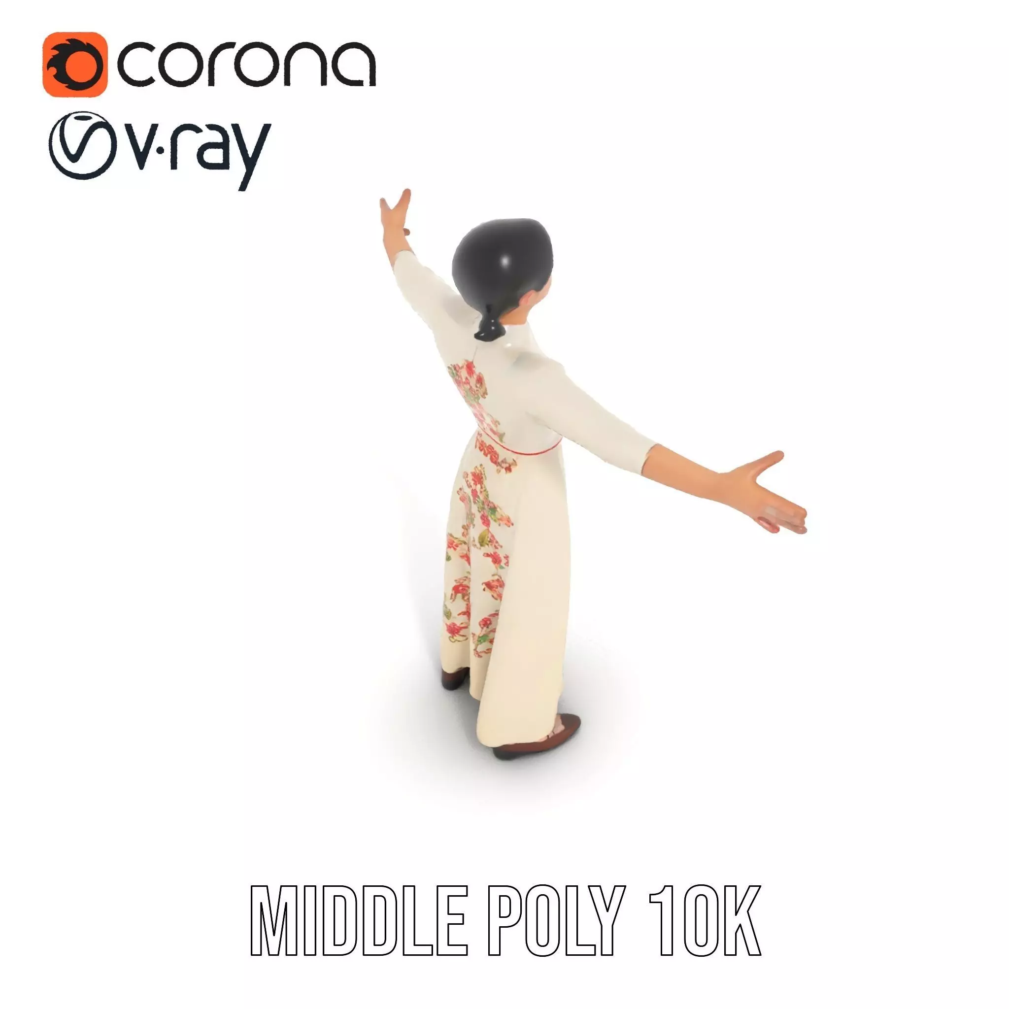 Elegant Floral Dress model pack Low-poly 3D model_11