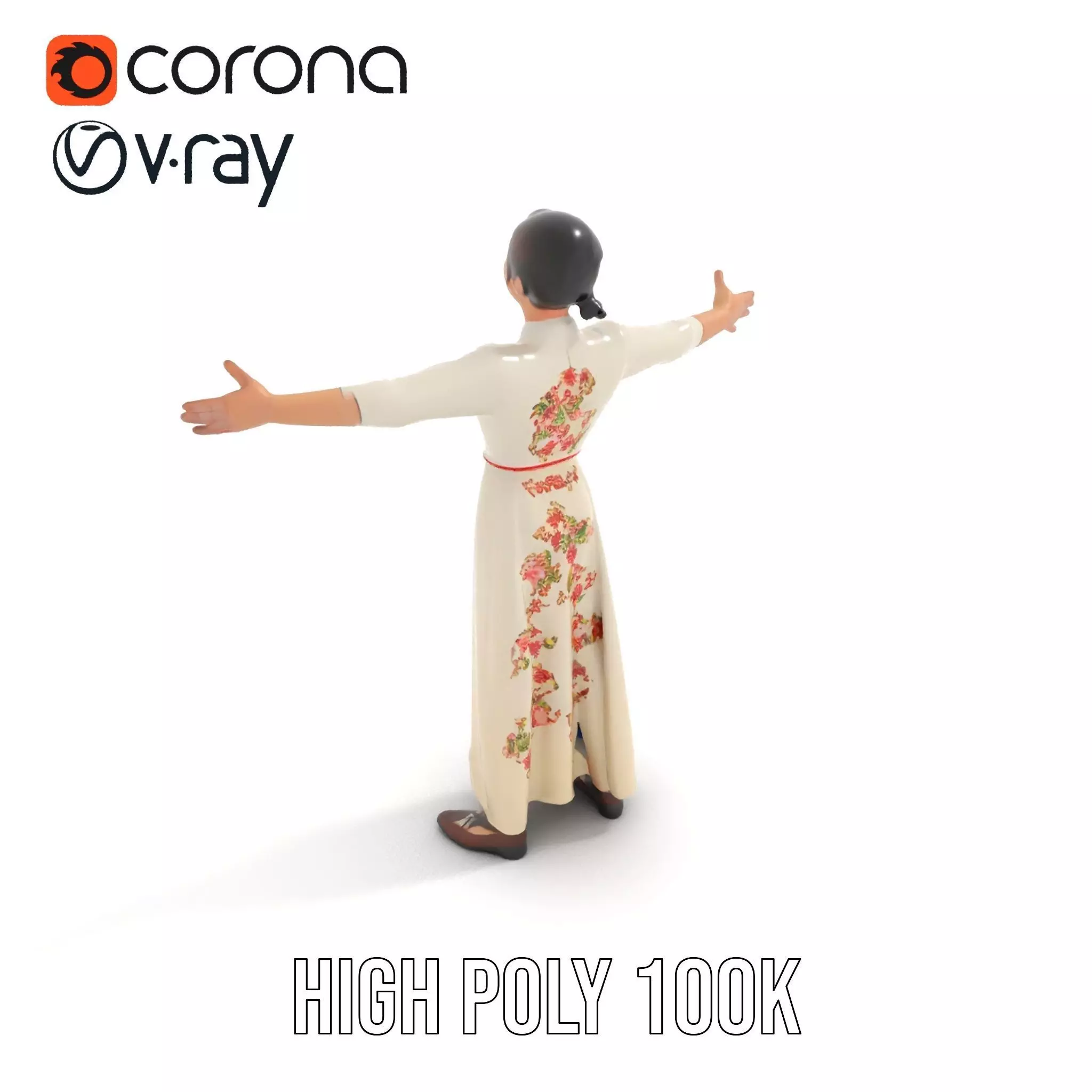 Elegant Floral Dress model pack Low-poly 3D model_13