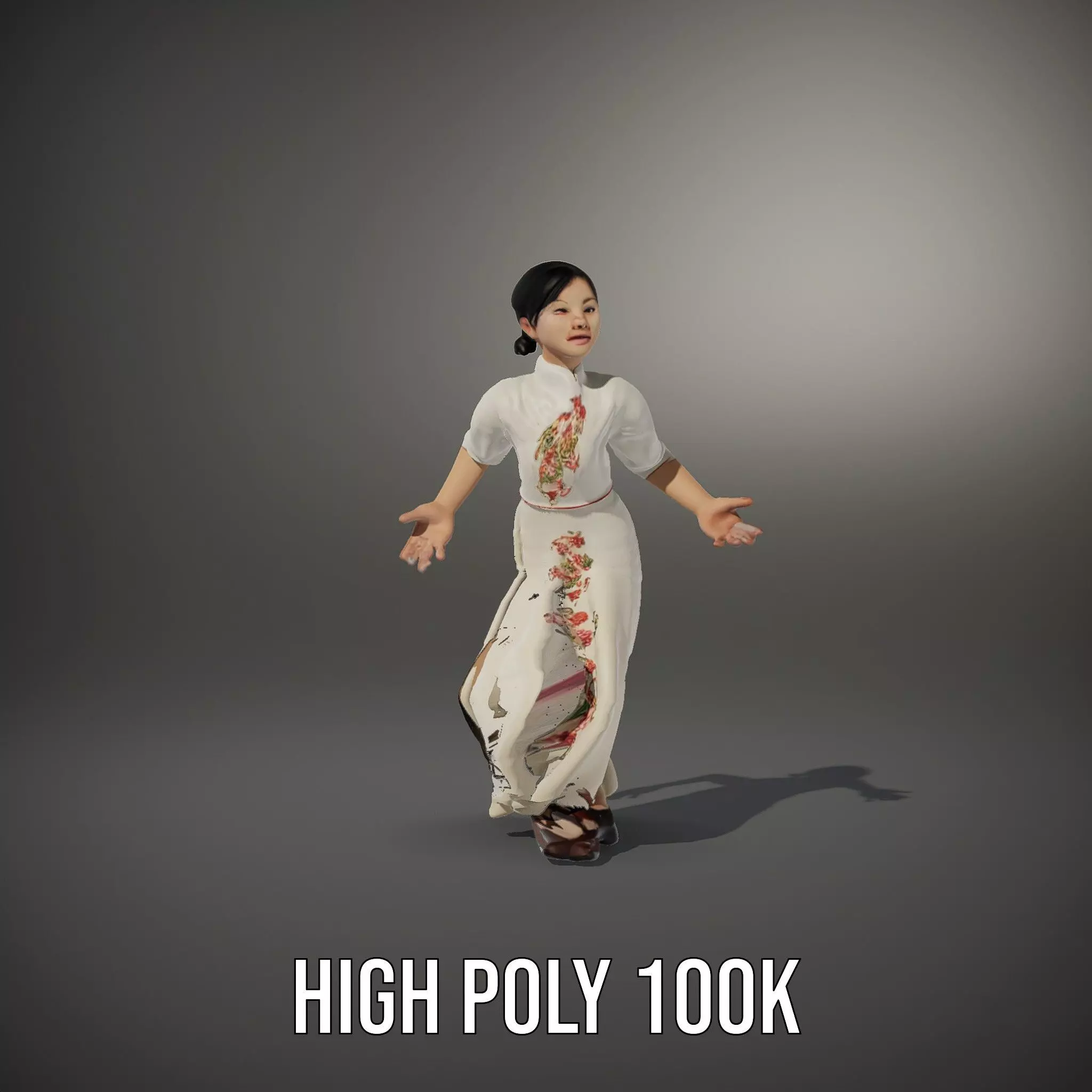 Elegant Floral Dress model pack Low-poly 3D model_8