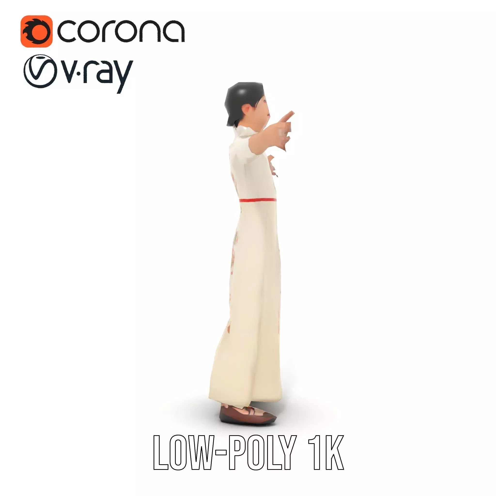 Elegant Floral Dress model pack Low-poly 3D model_7