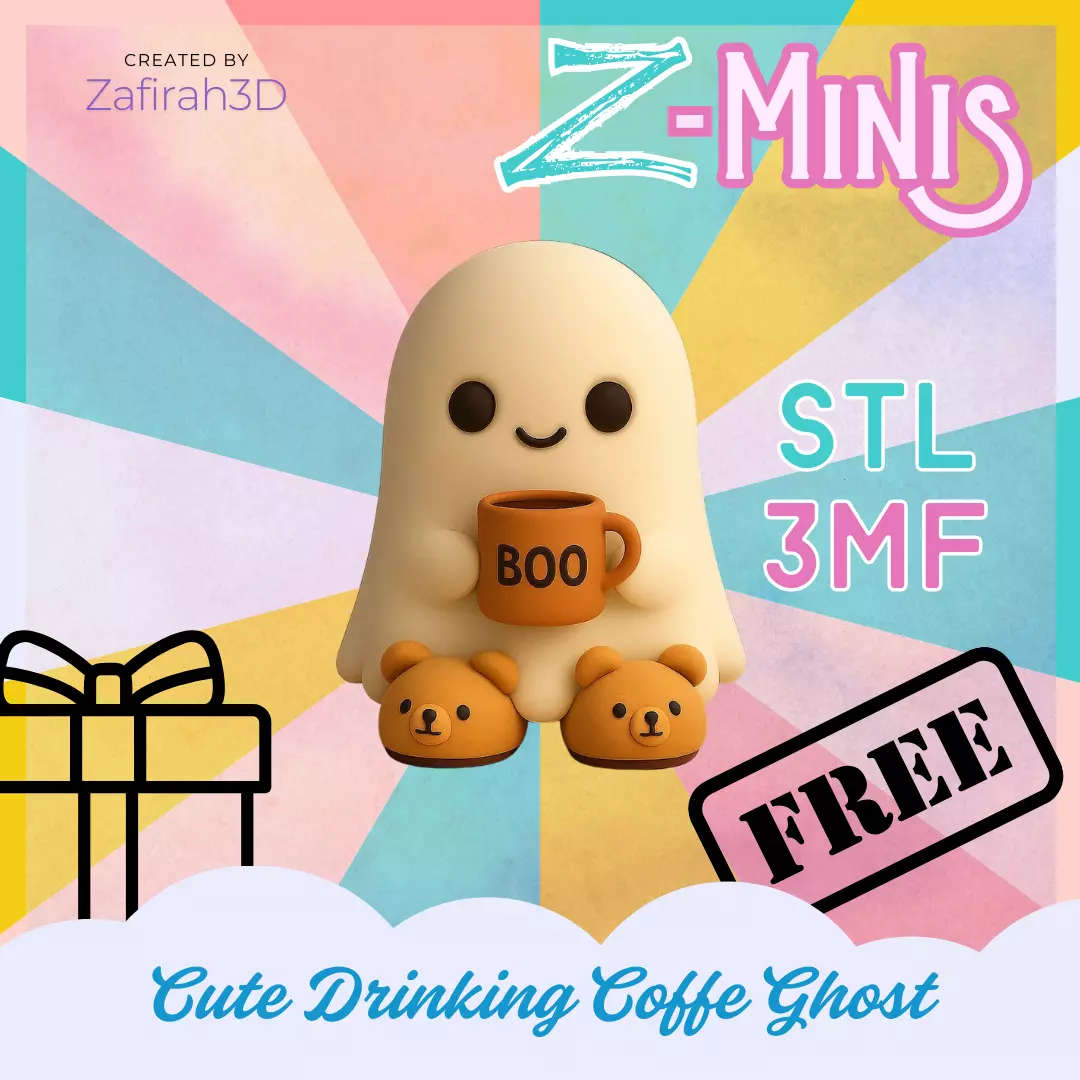 Cute Drinking Coffe Ghost for Free Z-Minis Free 3D print model_0