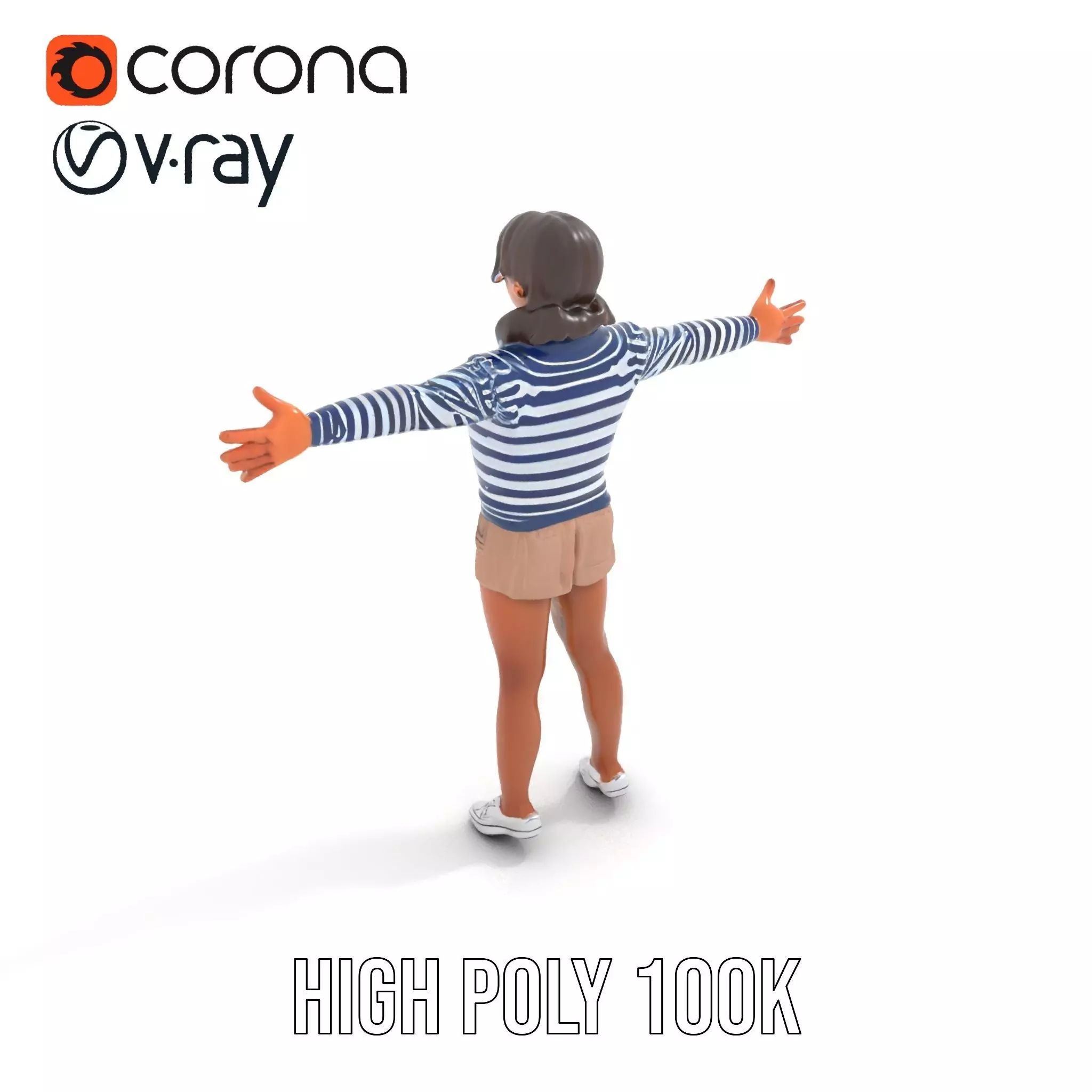 Striped Sailor Outfit model pack Low-poly 3D model_17