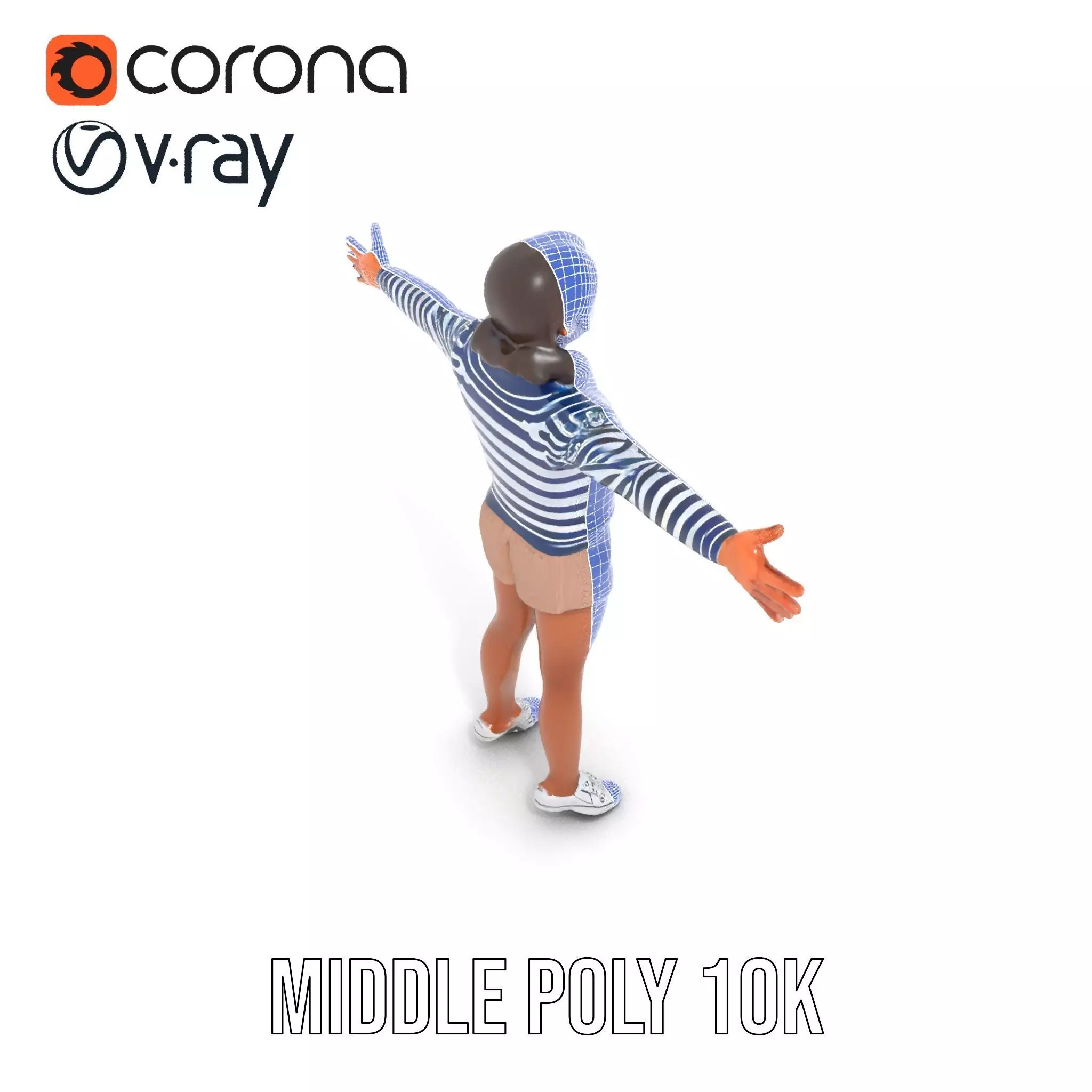 Striped Sailor Outfit model pack Low-poly 3D model_29