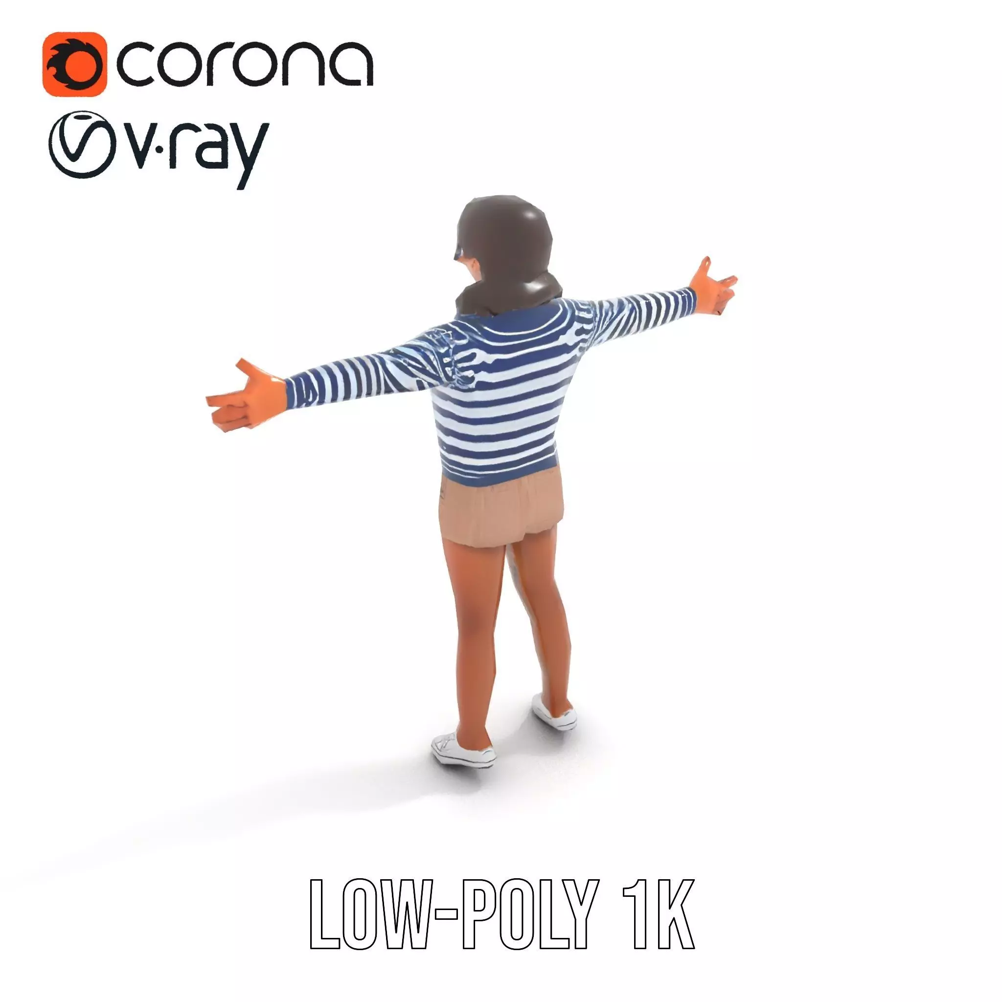 Striped Sailor Outfit model pack Low-poly 3D model_22