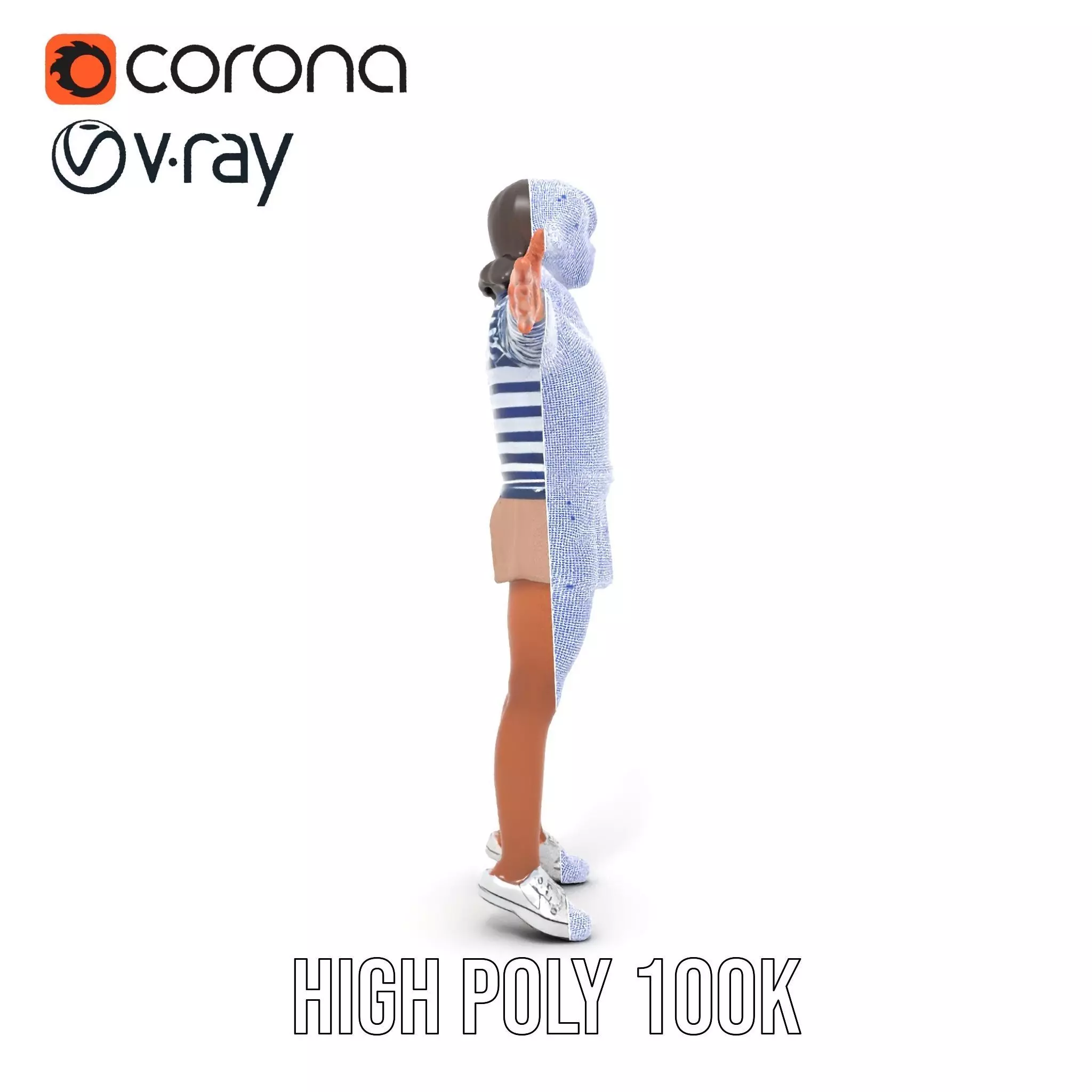 Striped Sailor Outfit model pack Low-poly 3D model_31