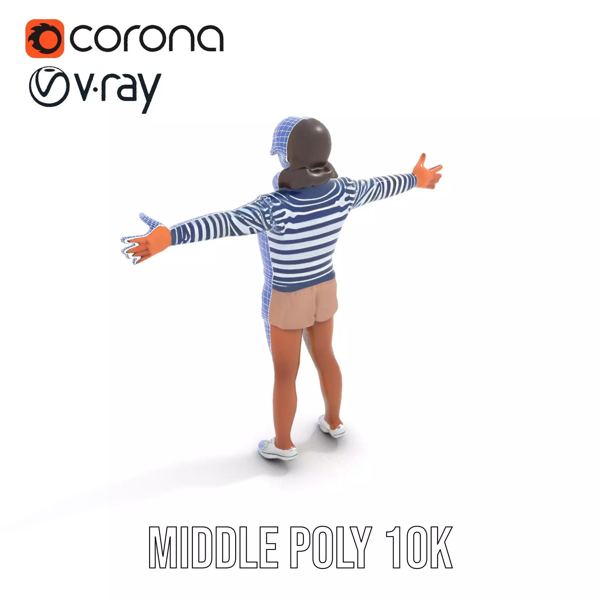 Striped Sailor Outfit model pack Low-poly 3D model_23