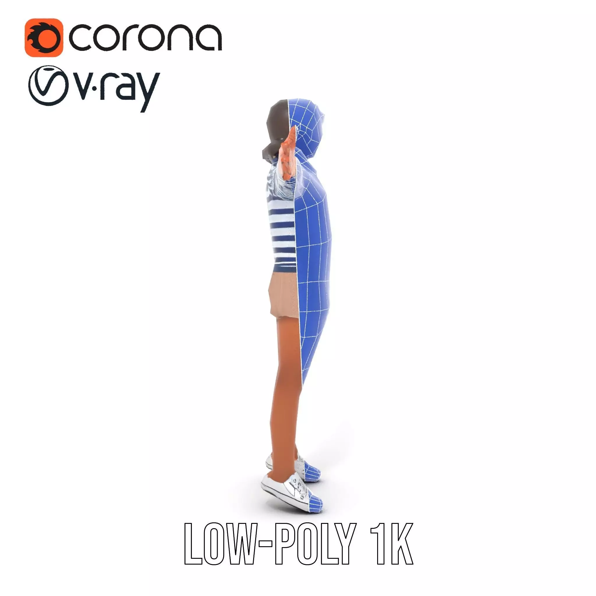 Striped Sailor Outfit model pack Low-poly 3D model_30