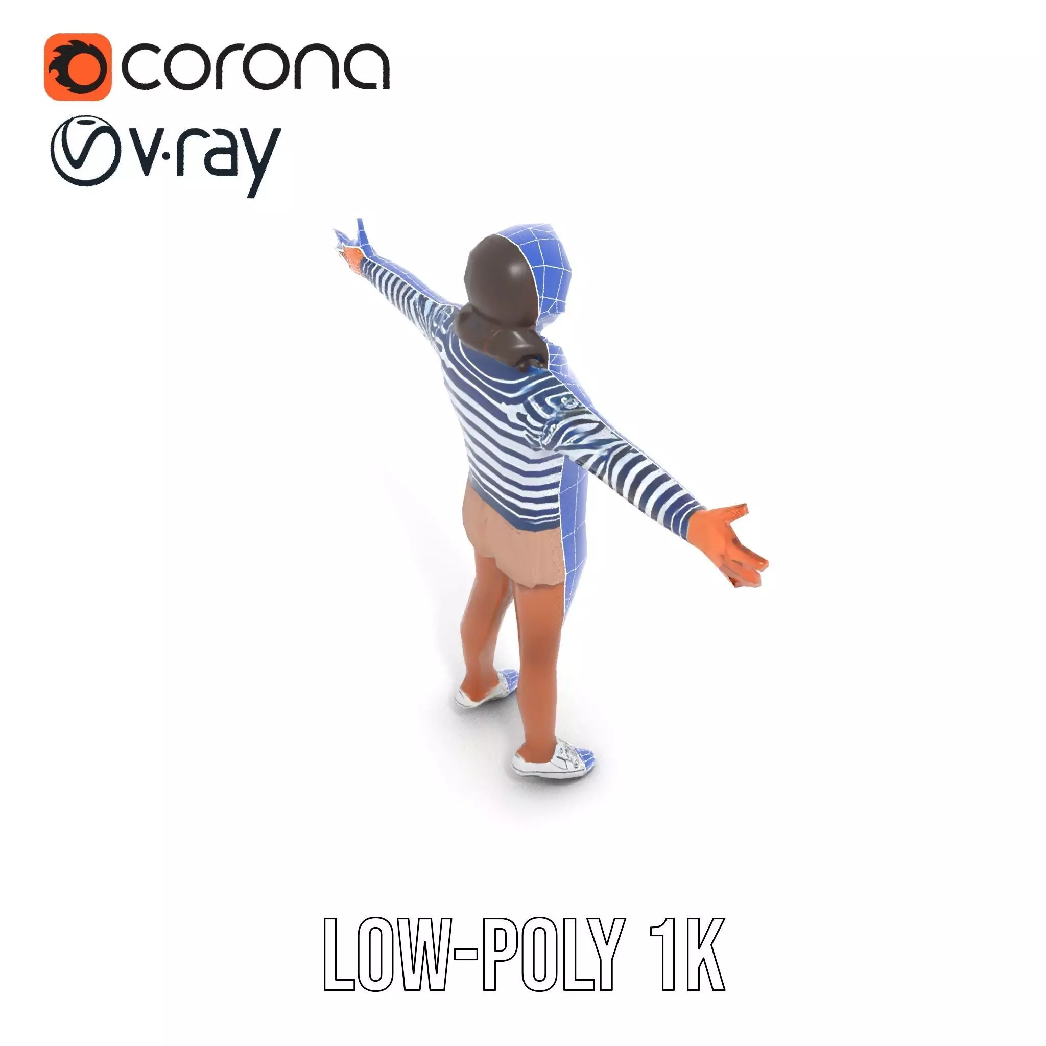 Striped Sailor Outfit model pack Low-poly 3D model_19