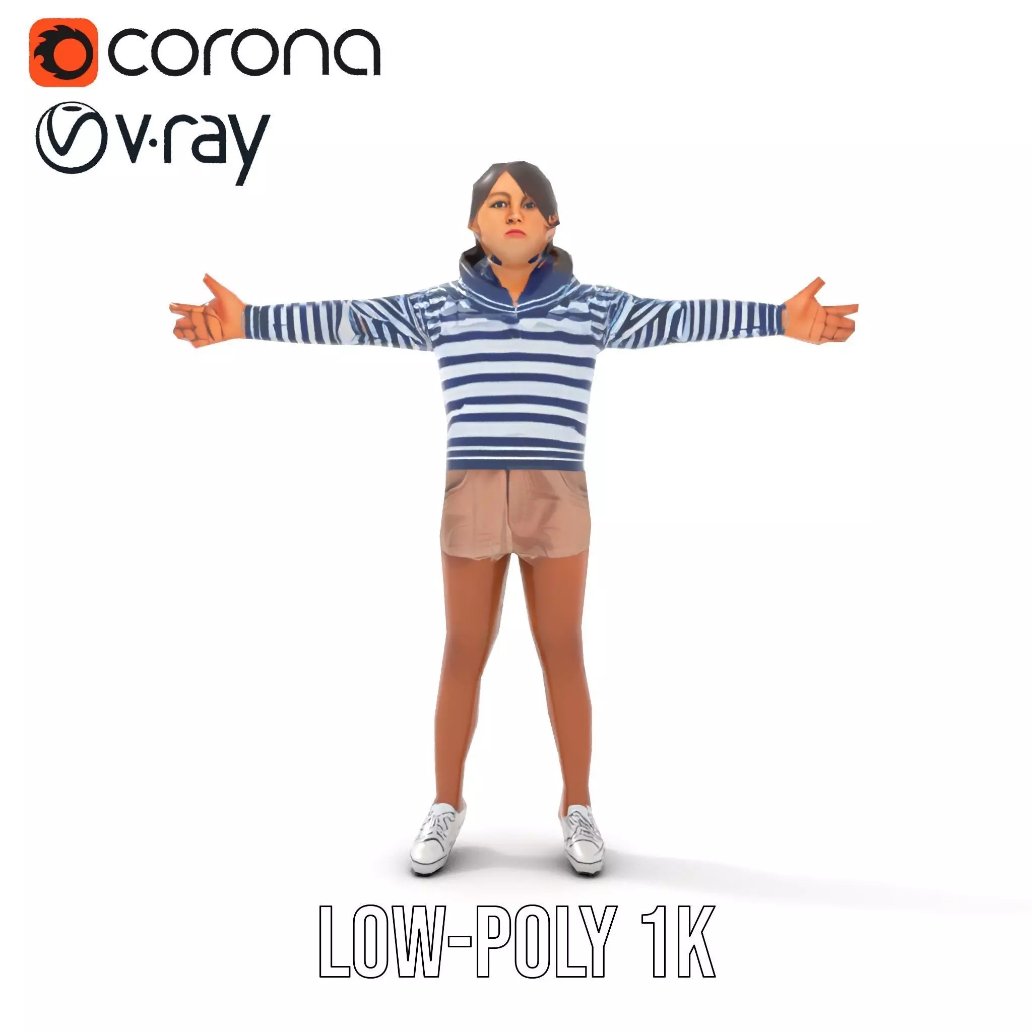 Striped Sailor Outfit model pack Low-poly 3D model_24