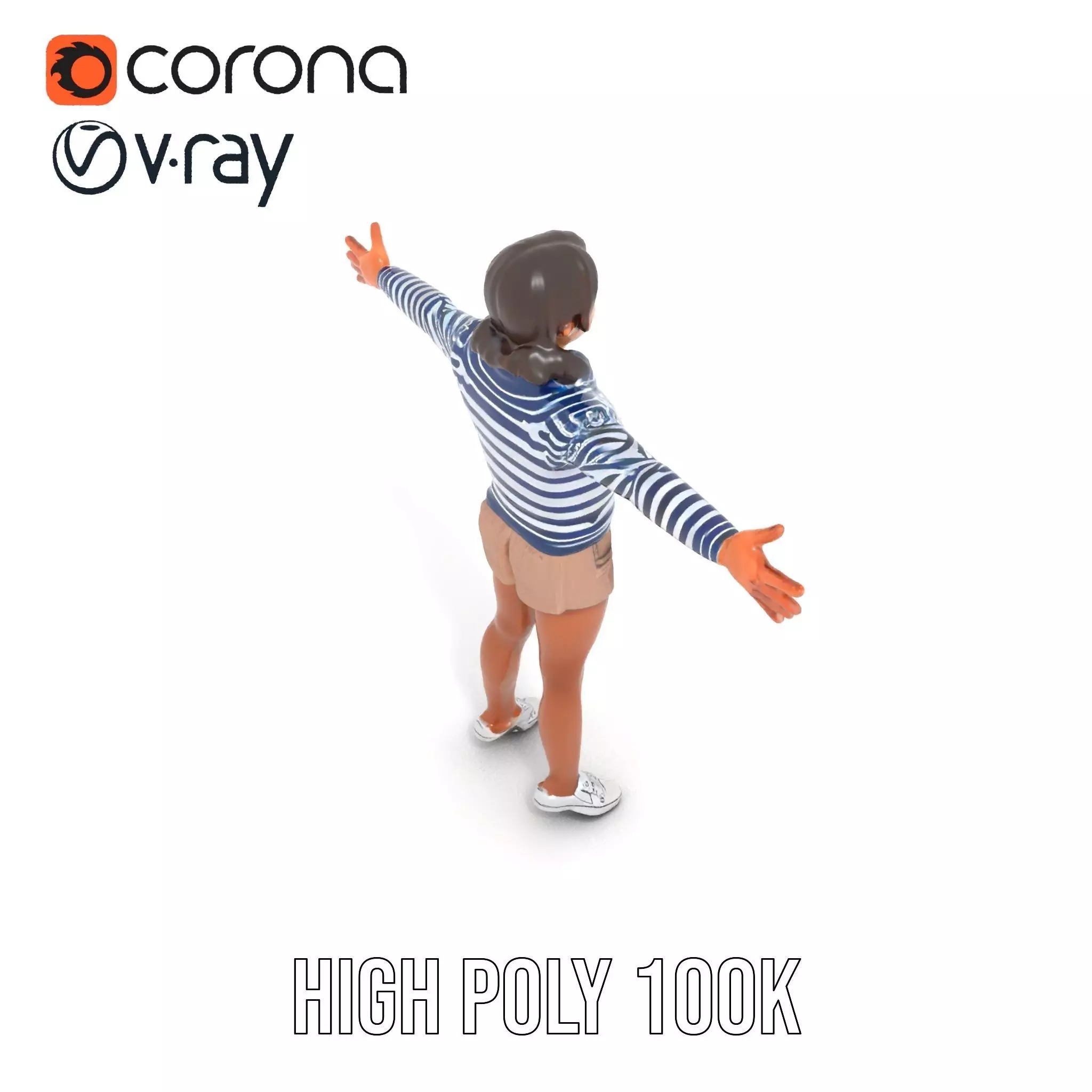 Striped Sailor Outfit model pack Low-poly 3D model_25