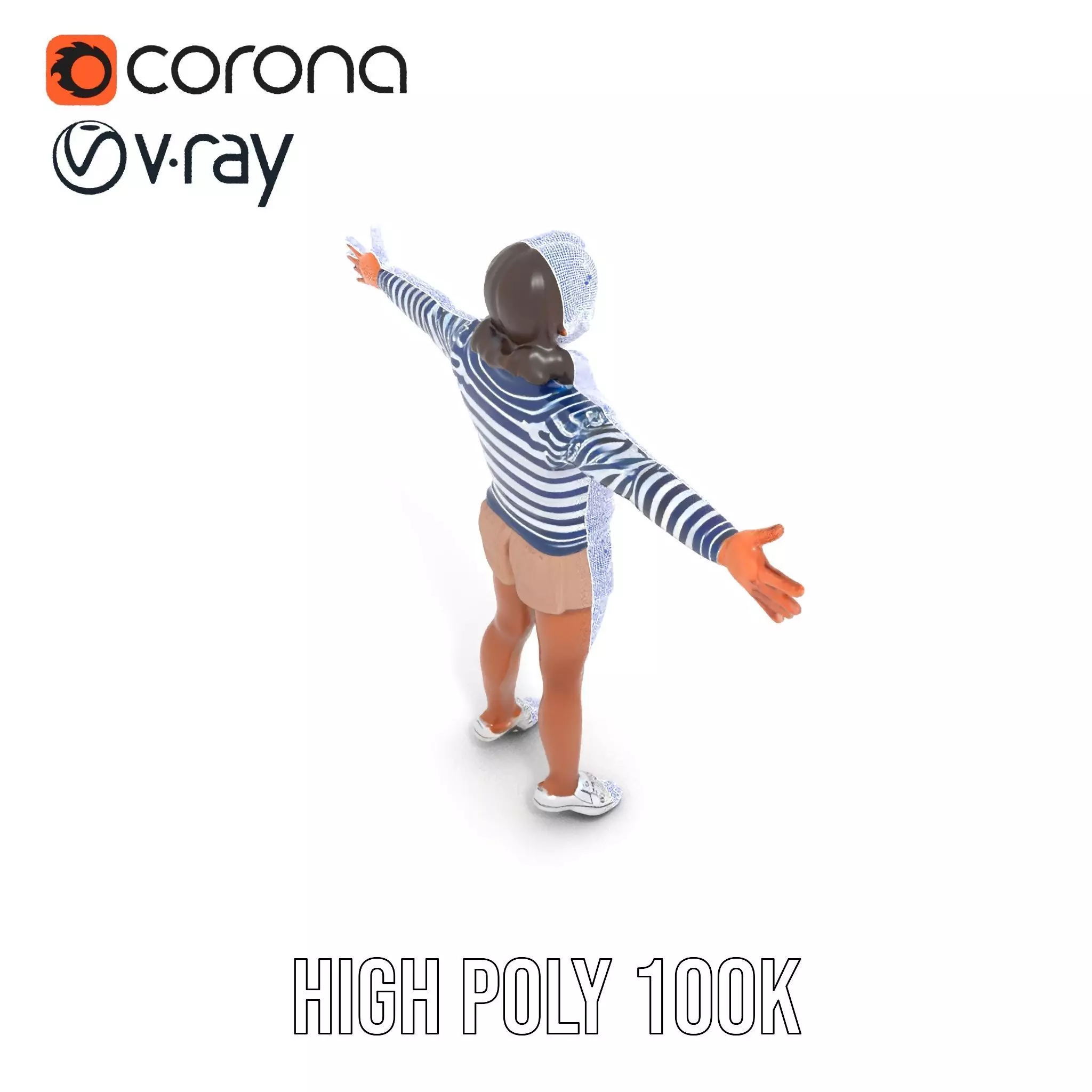 Striped Sailor Outfit model pack Low-poly 3D model_33