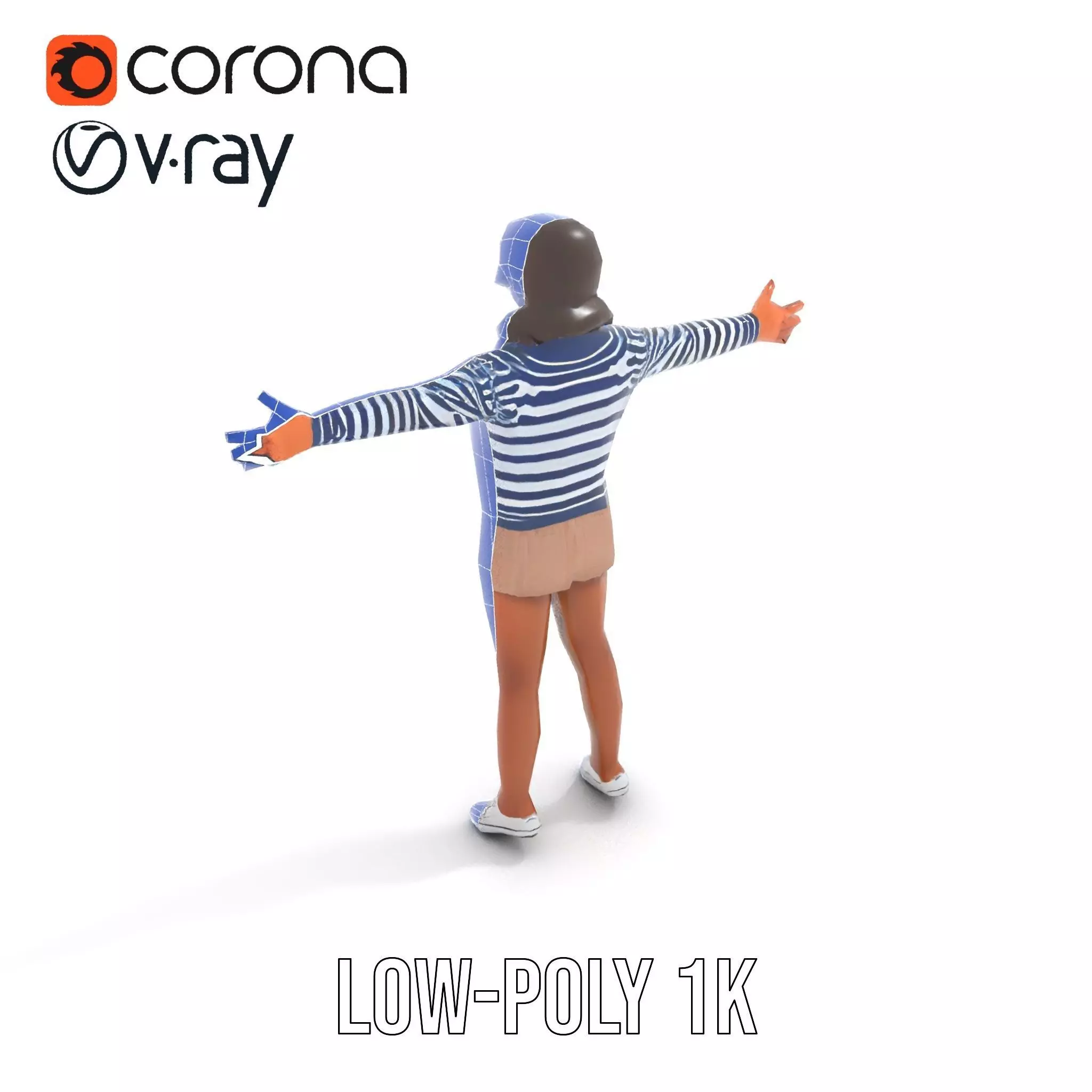 Striped Sailor Outfit model pack Low-poly 3D model_27