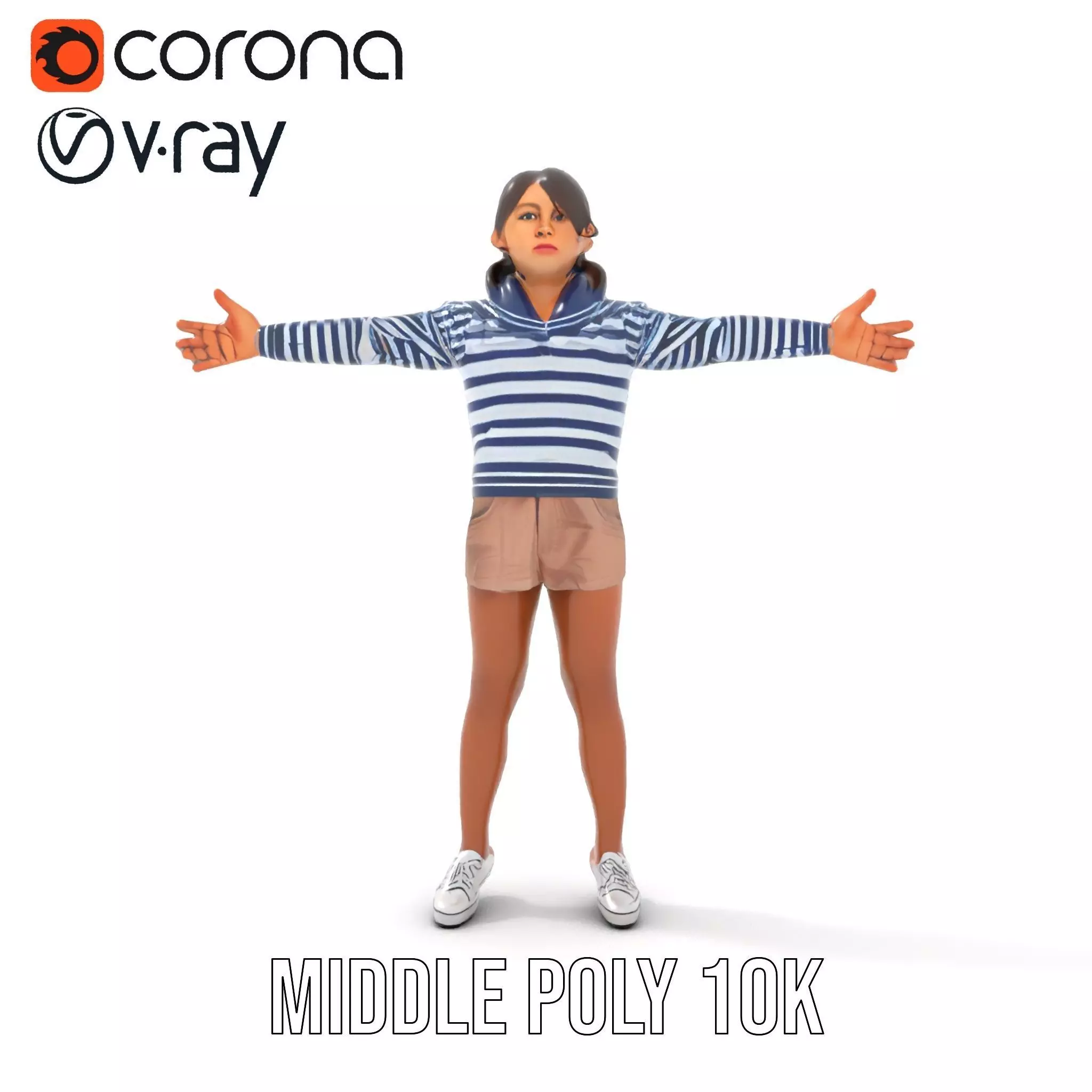 Striped Sailor Outfit model pack Low-poly 3D model_15