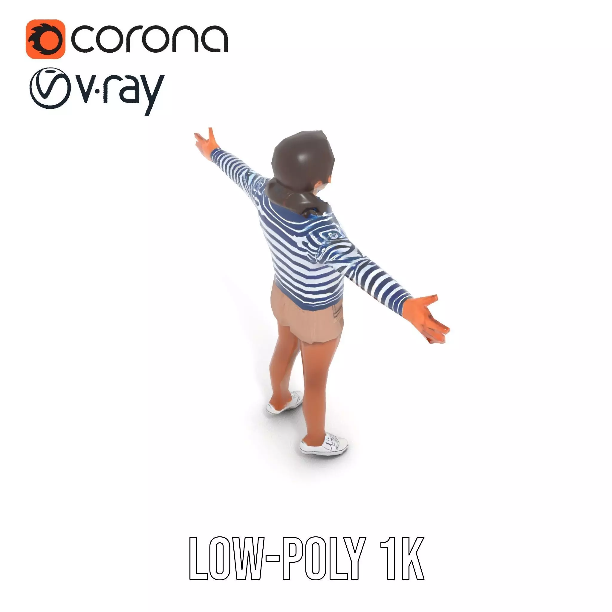 Striped Sailor Outfit model pack Low-poly 3D model_9