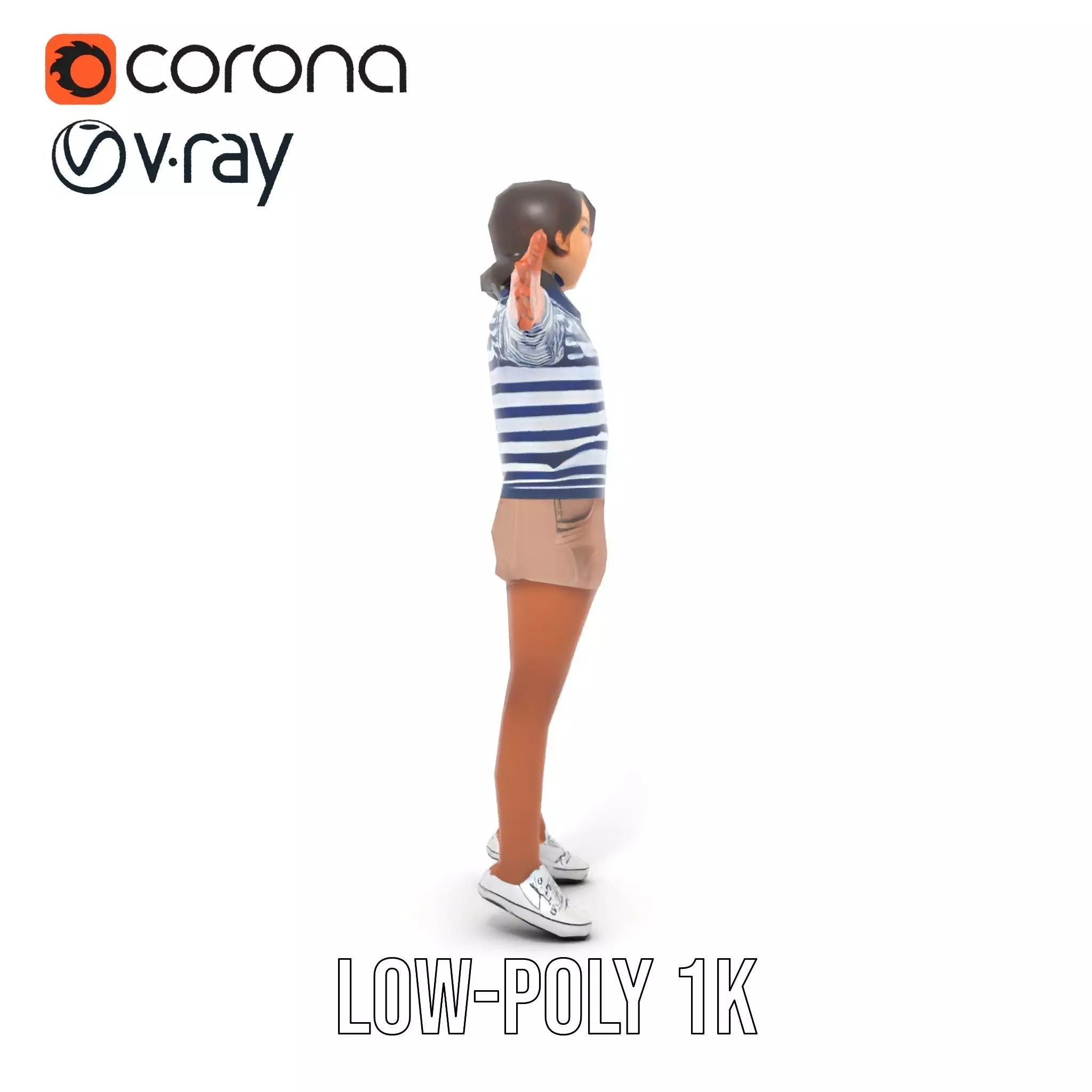 Striped Sailor Outfit model pack Low-poly 3D model_14