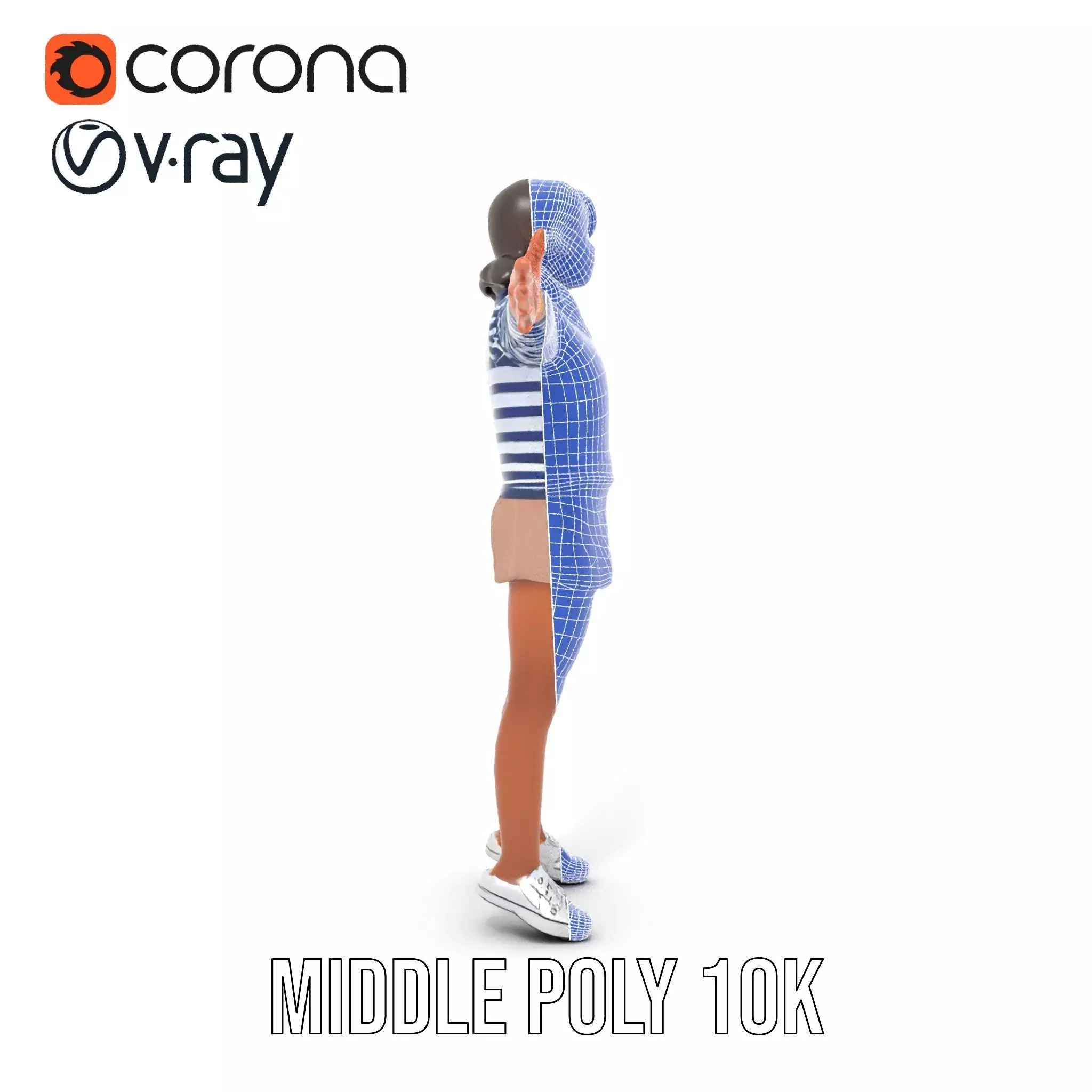 Striped Sailor Outfit model pack Low-poly 3D model_13