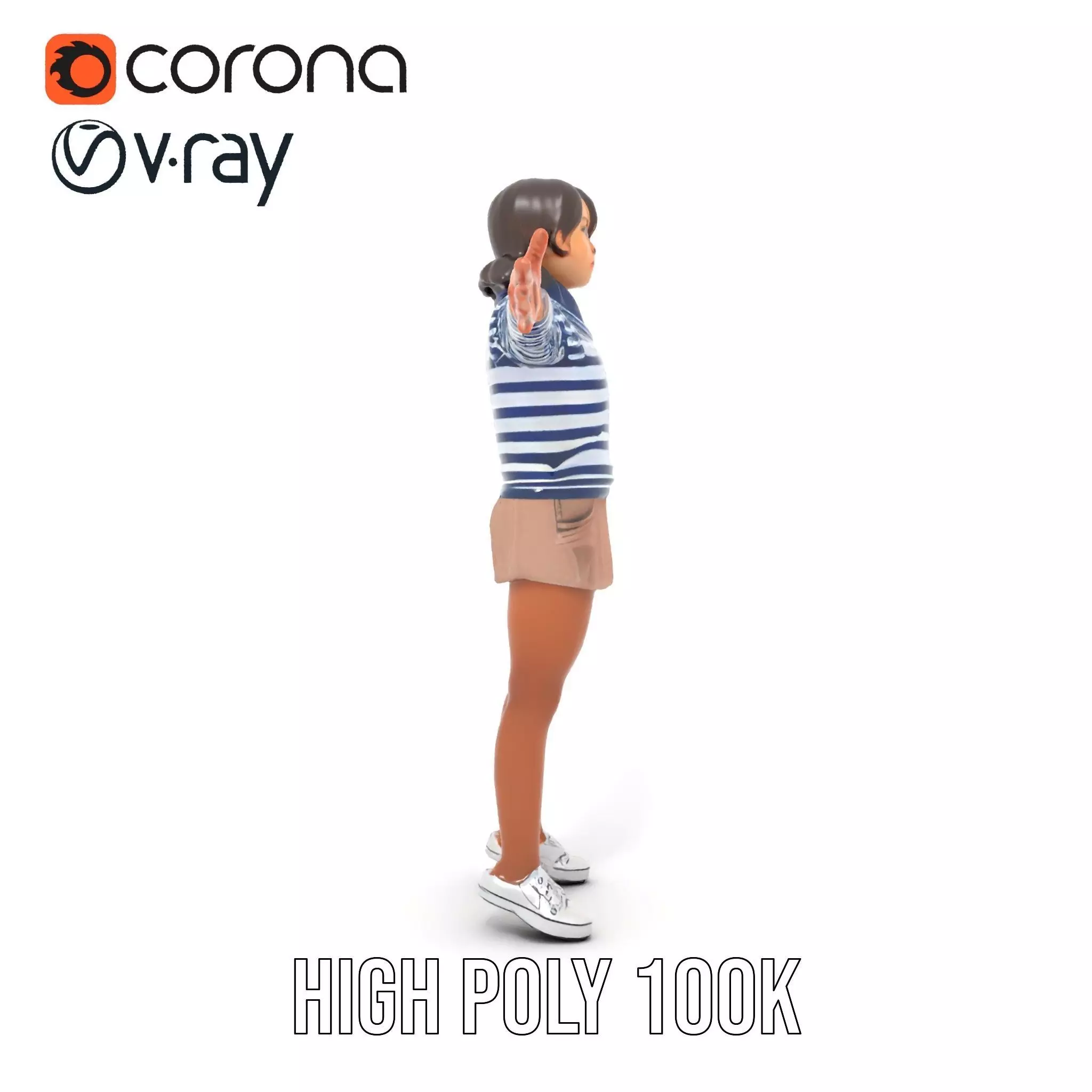 Striped Sailor Outfit model pack Low-poly 3D model_32