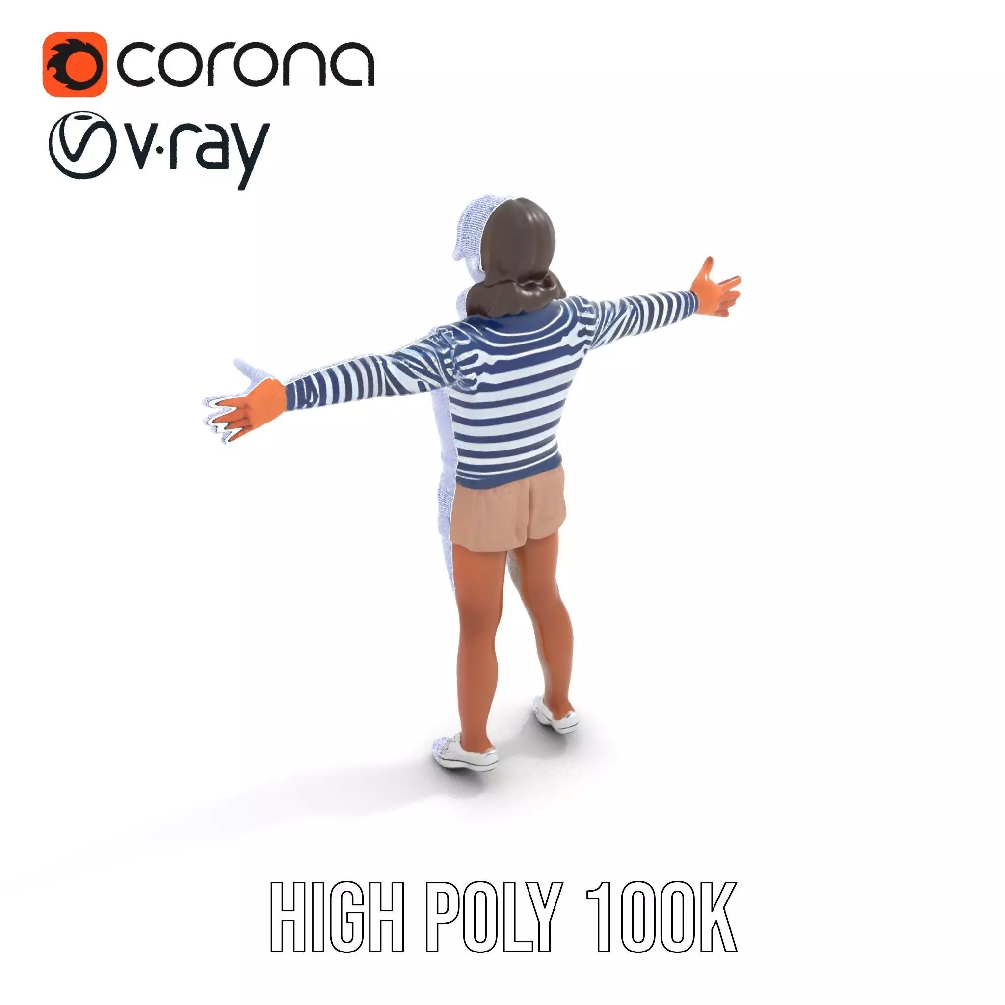 Striped Sailor Outfit model pack Low-poly 3D model_34