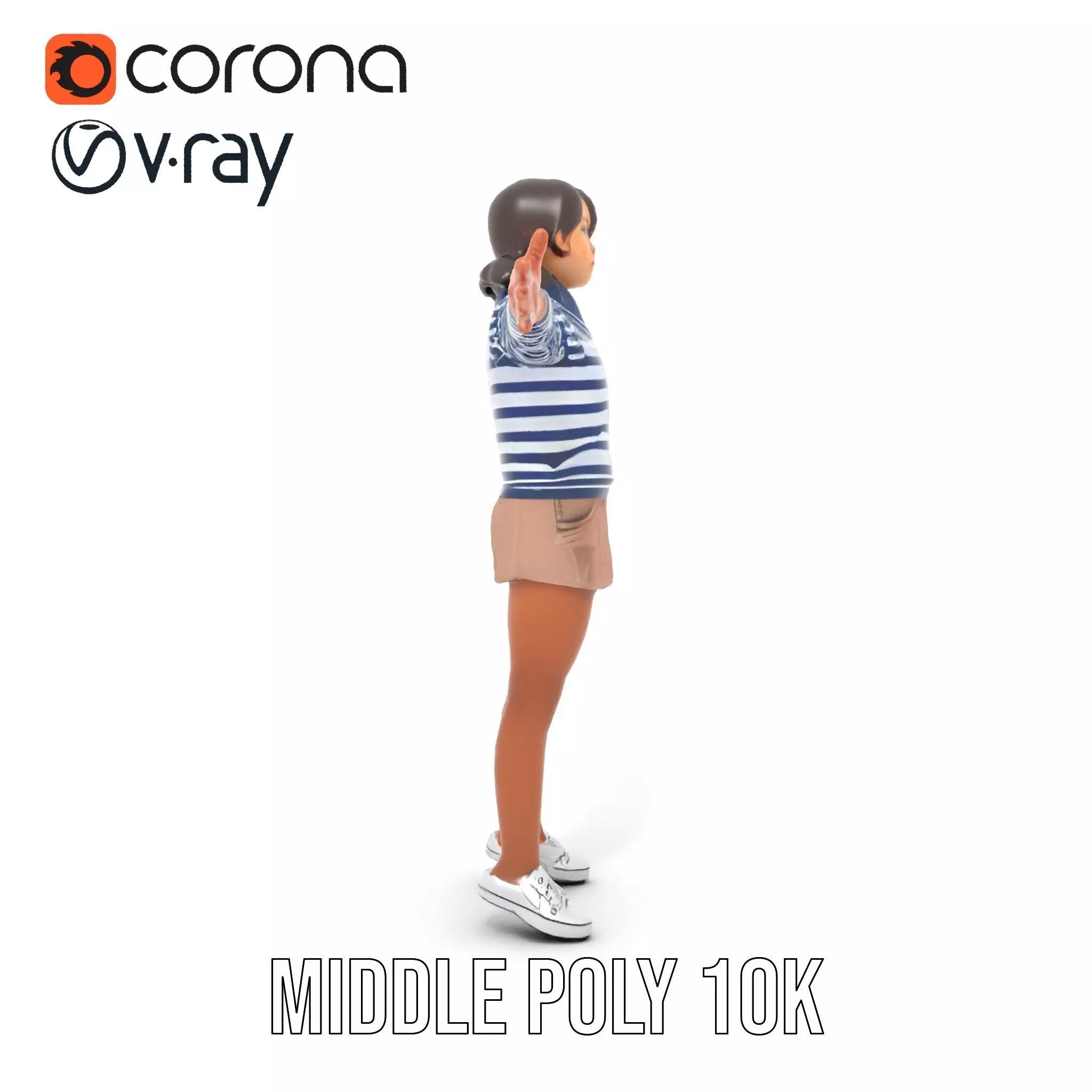 Striped Sailor Outfit model pack Low-poly 3D model_26