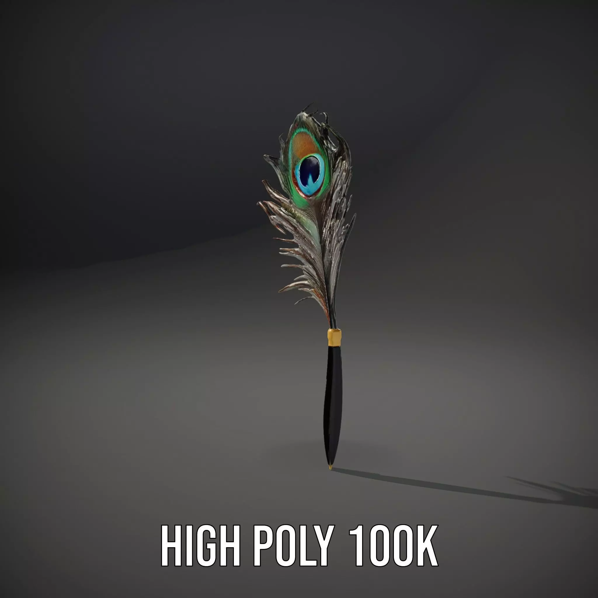 Elegant Peacock Quill Pen model pack Low-poly 3D model_8