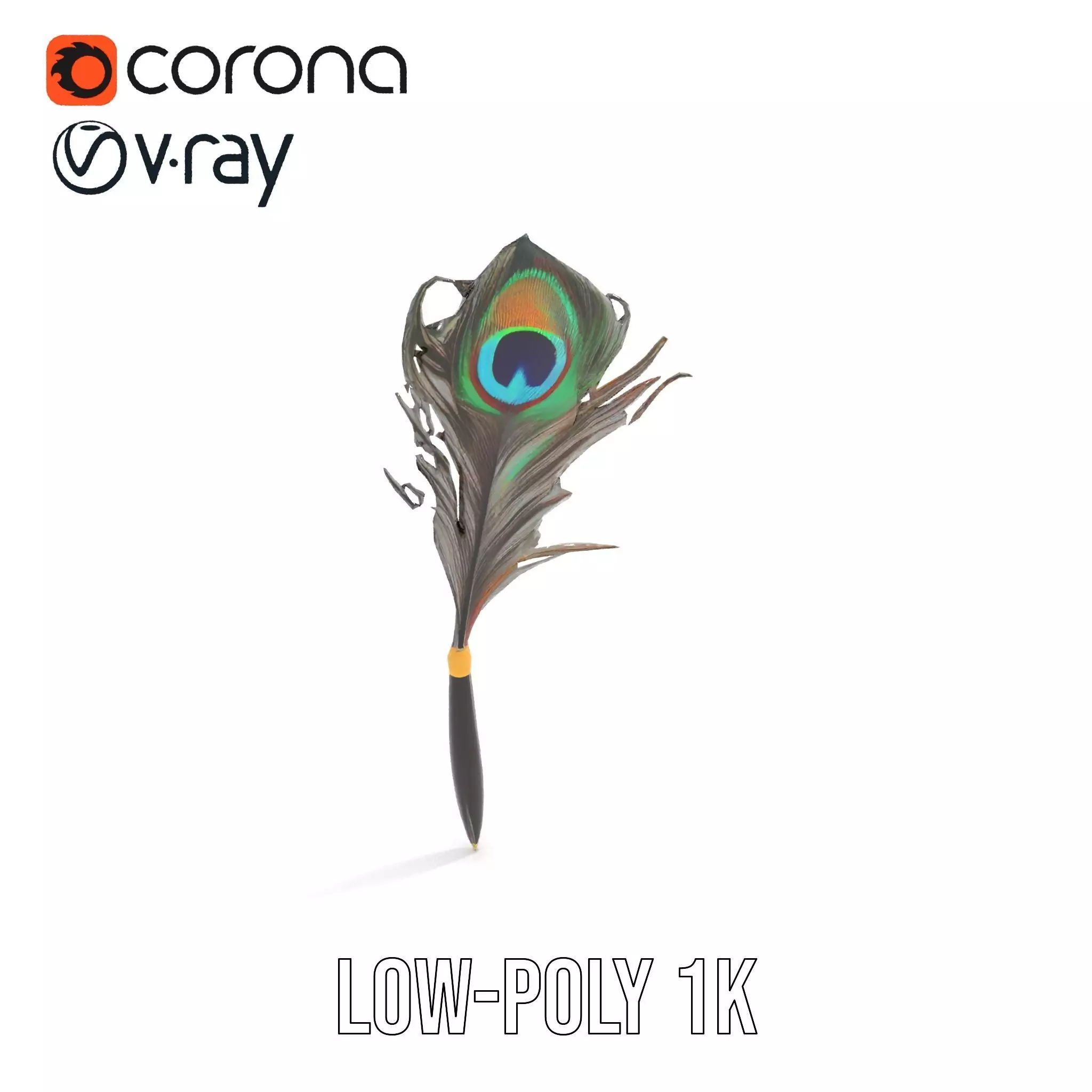 Elegant Peacock Quill Pen model pack Low-poly 3D model_17