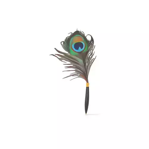 Elegant Peacock Quill Pen model pack Low-poly 3D model