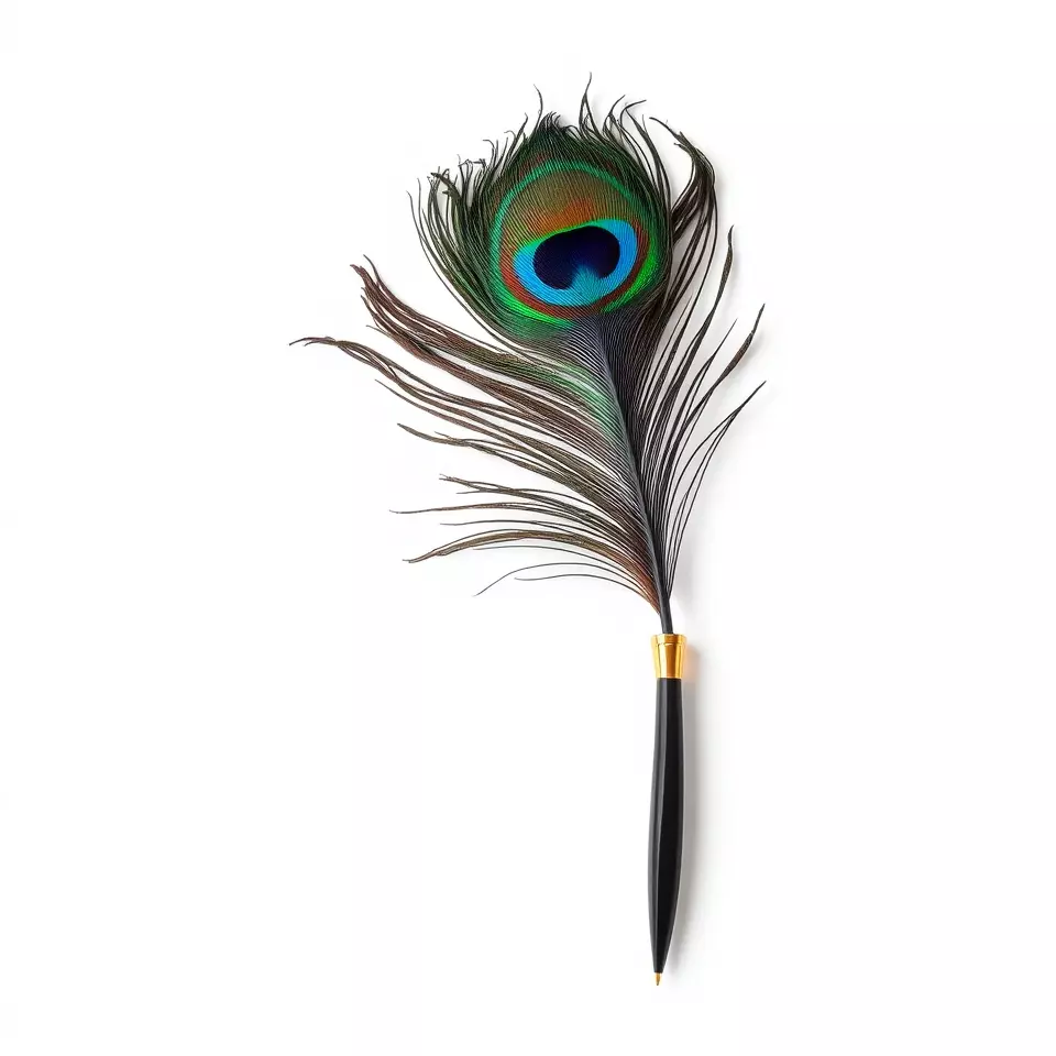Elegant Peacock Quill Pen model pack Low-poly 3D model_2