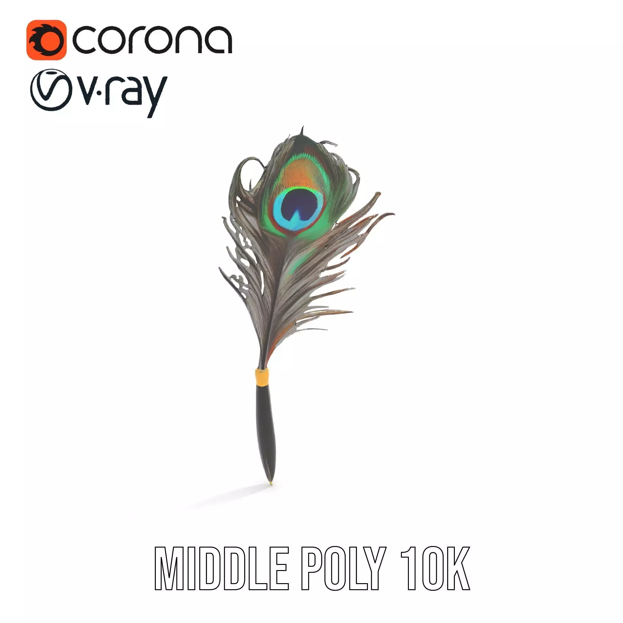 Elegant Peacock Quill Pen model pack Low-poly 3D model_11