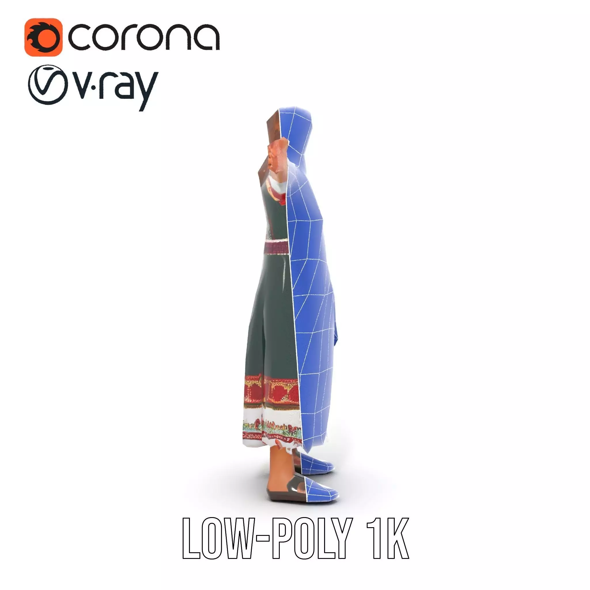 Traditional Folk Dress model pack Low-poly 3D model_28