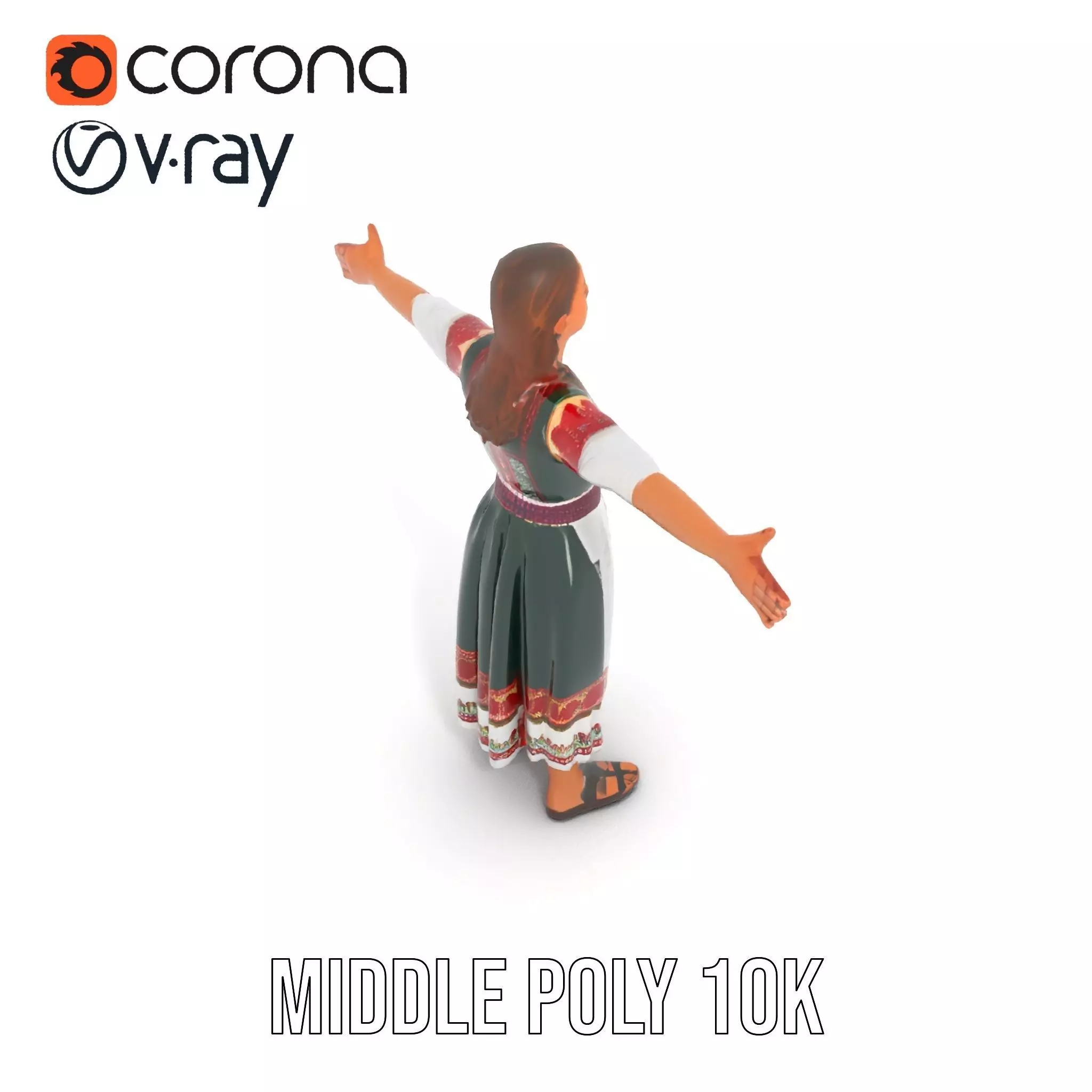 Traditional Folk Dress model pack Low-poly 3D model_5