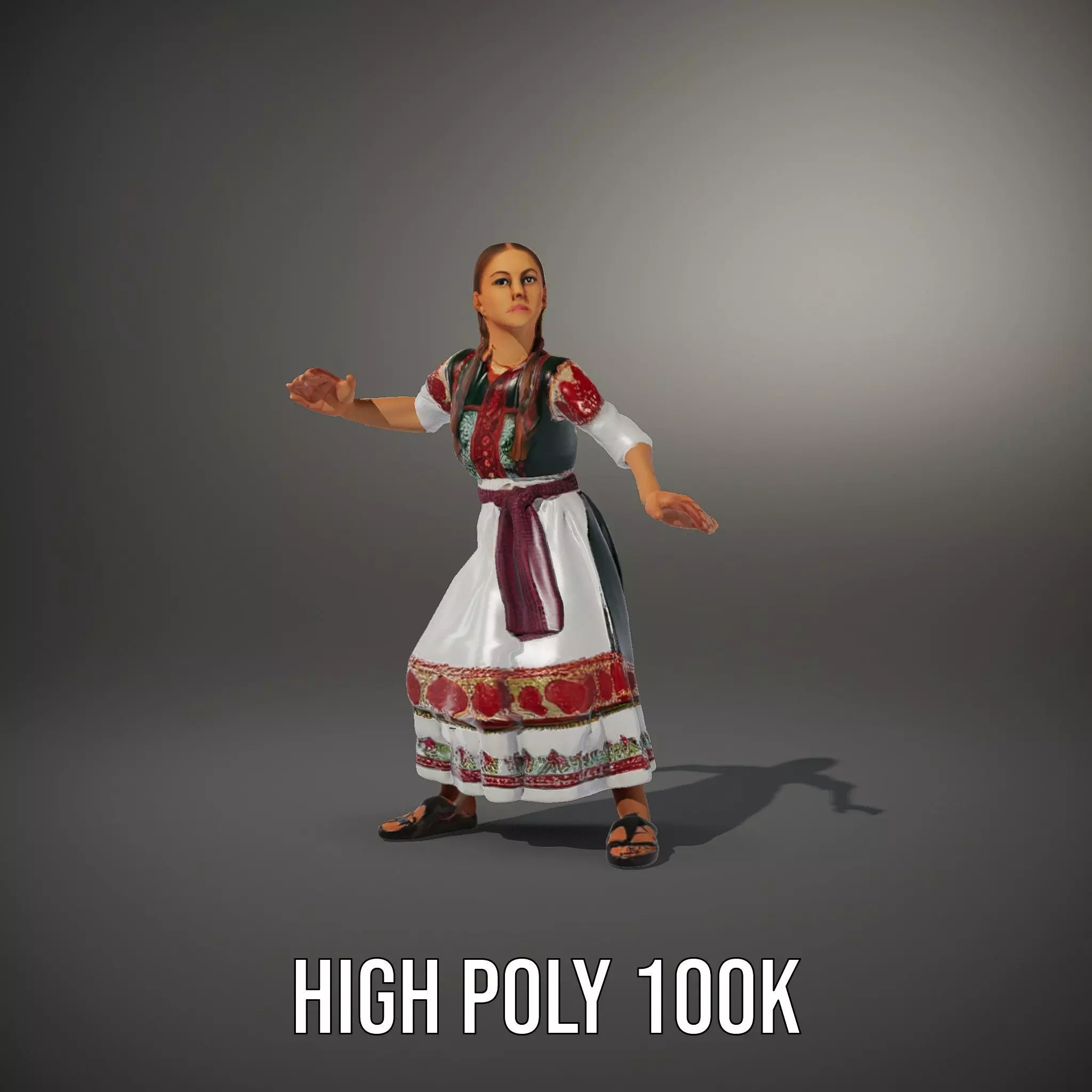 Traditional Folk Dress model pack Low-poly 3D model_12