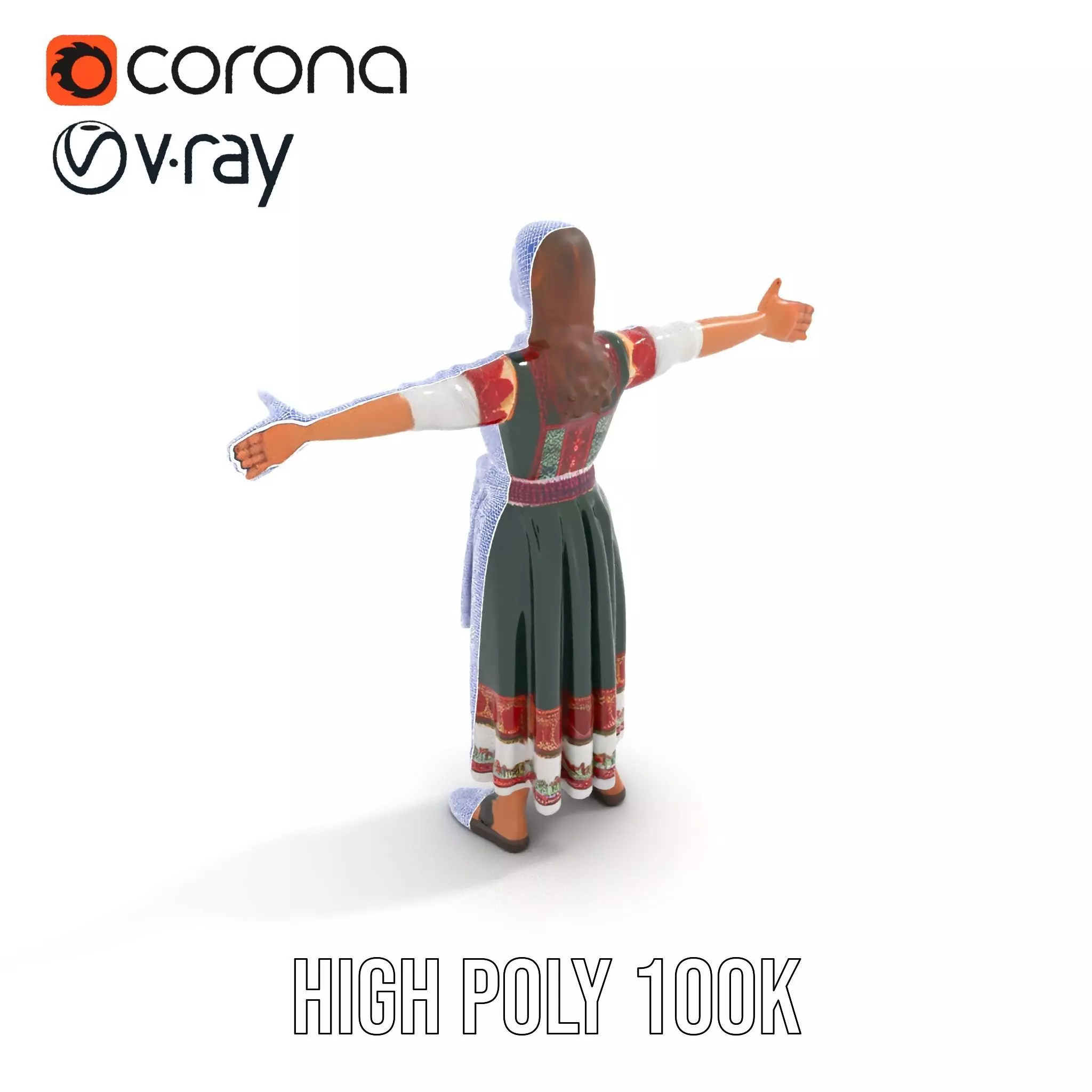 Traditional Folk Dress model pack Low-poly 3D model_32