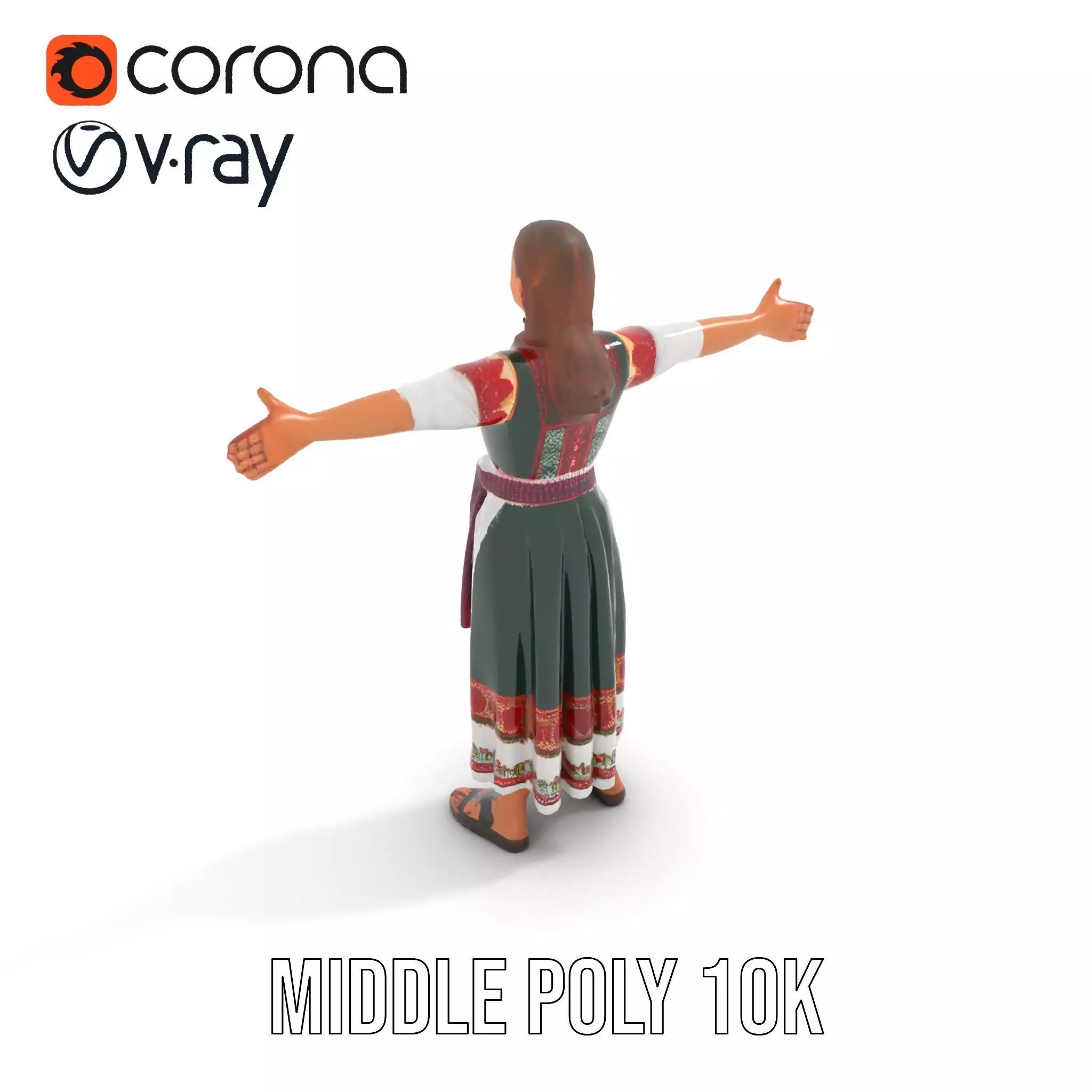 Traditional Folk Dress model pack Low-poly 3D model_13
