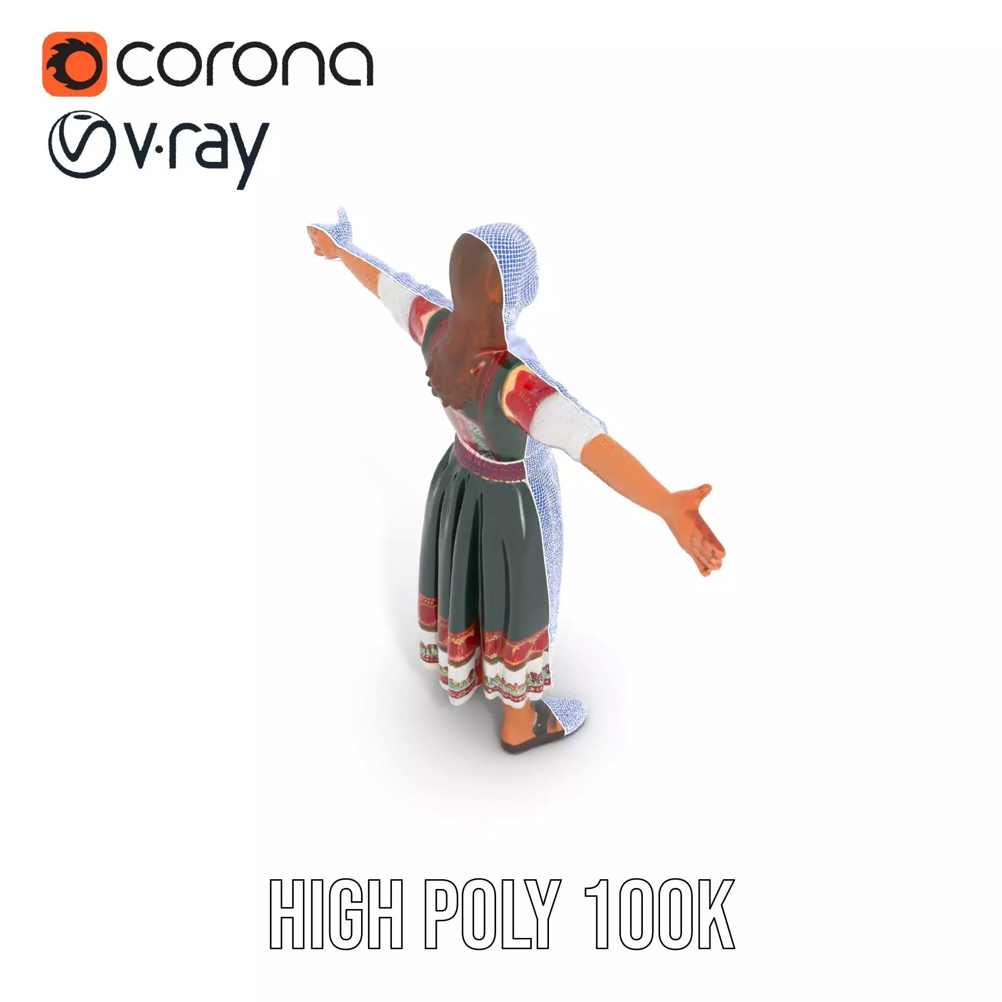 Traditional Folk Dress model pack Low-poly 3D model_34