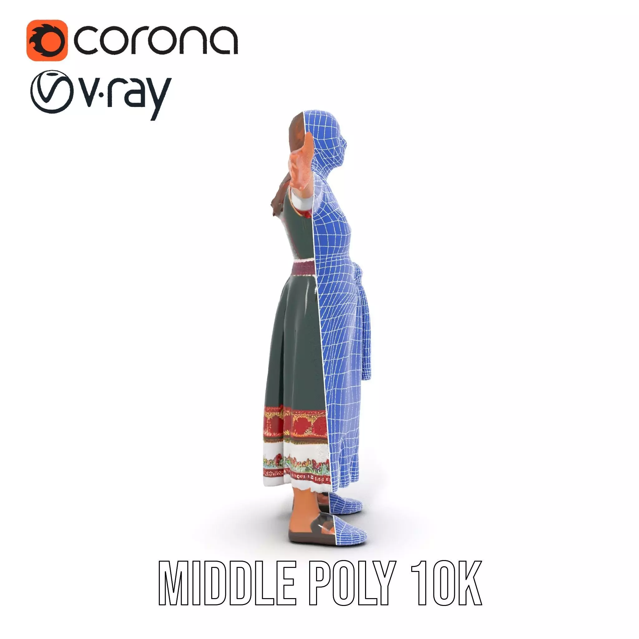 Traditional Folk Dress model pack Low-poly 3D model_30