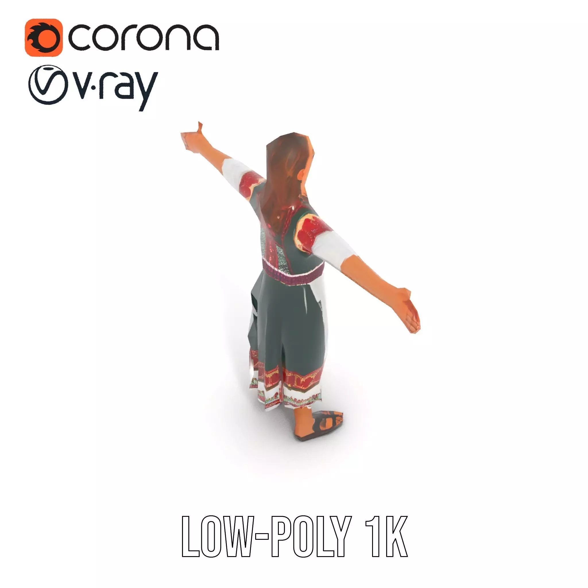 Traditional Folk Dress model pack Low-poly 3D model_9