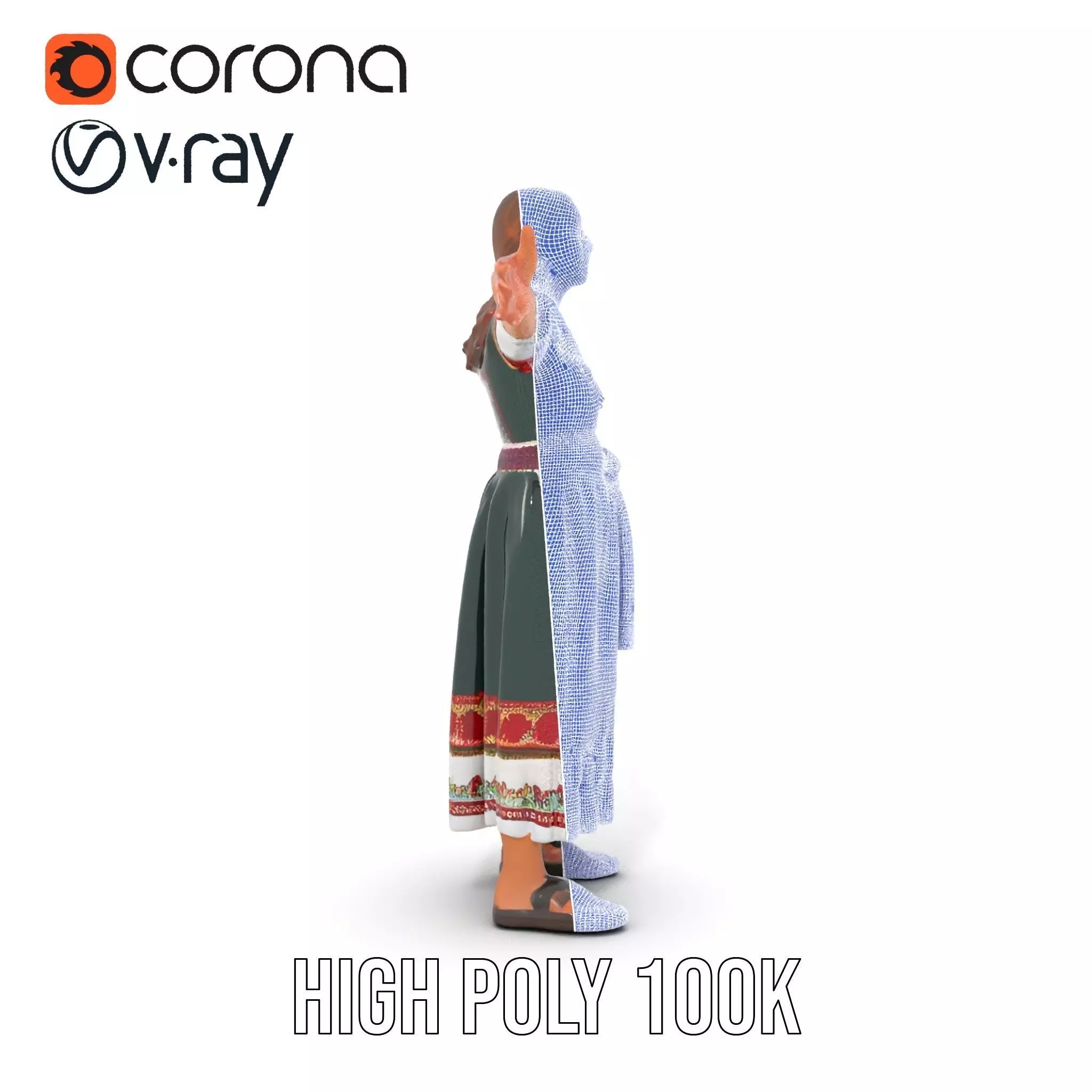 Traditional Folk Dress model pack Low-poly 3D model_29
