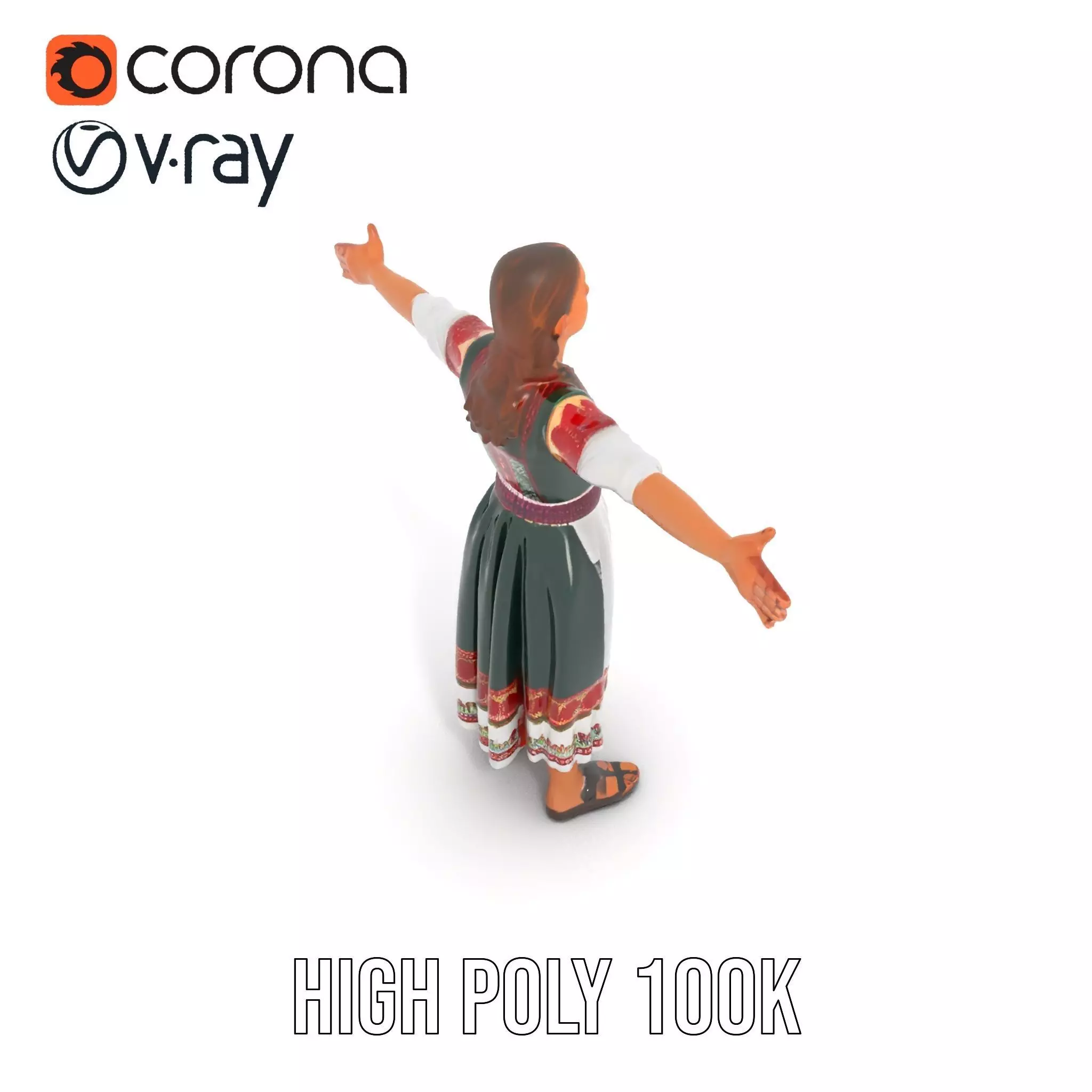 Traditional Folk Dress model pack Low-poly 3D model_23
