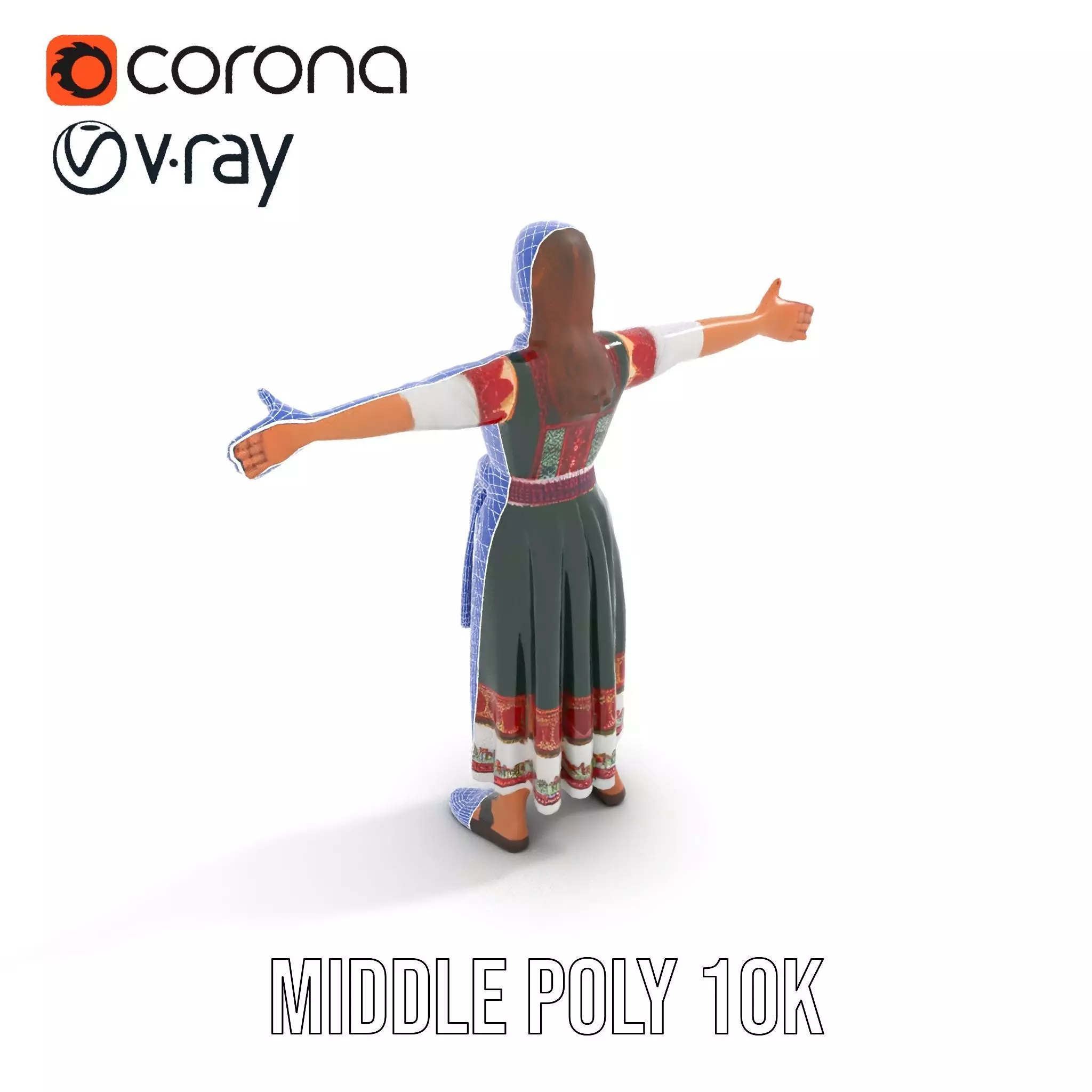 Traditional Folk Dress model pack Low-poly 3D model_24