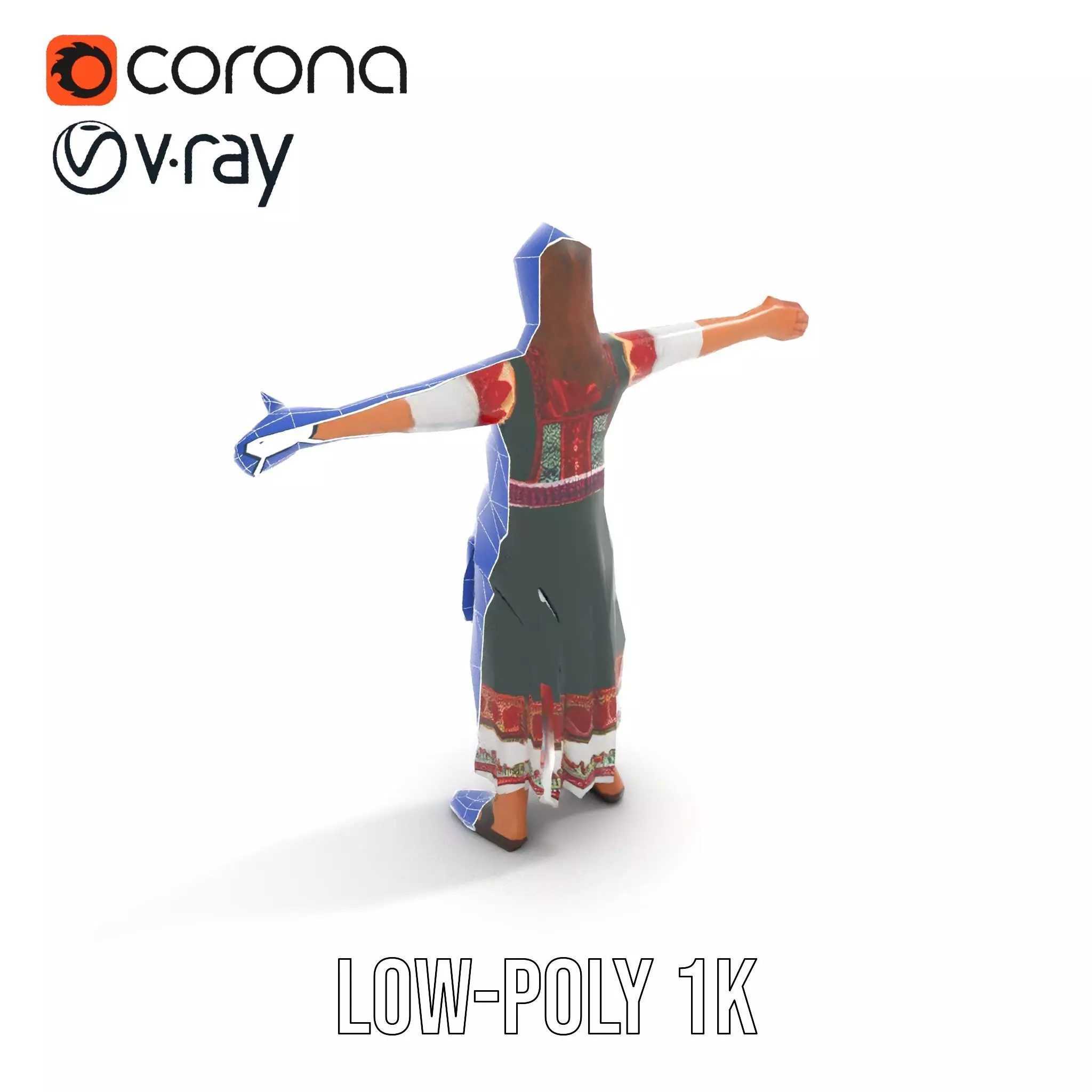 Traditional Folk Dress model pack Low-poly 3D model_14