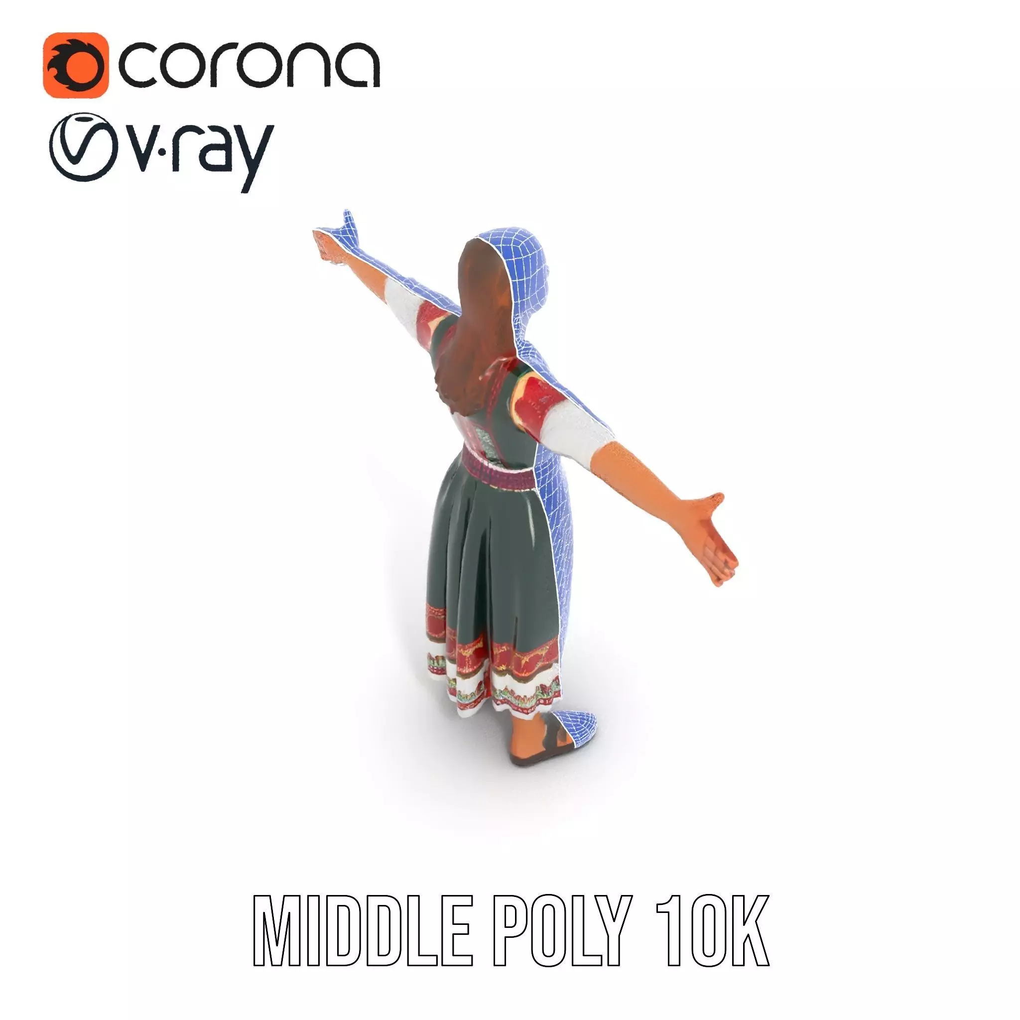 Traditional Folk Dress model pack Low-poly 3D model_27