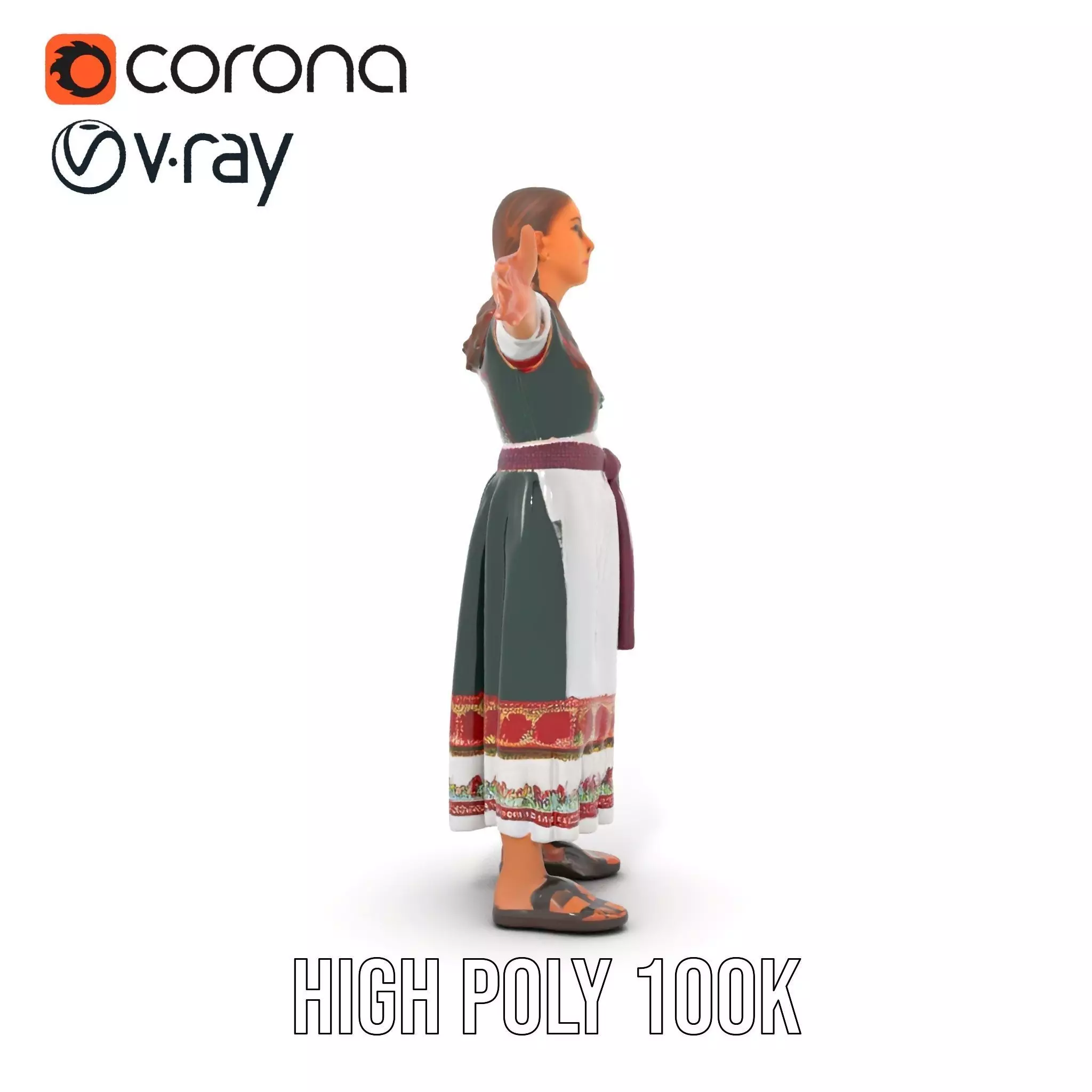 Traditional Folk Dress model pack Low-poly 3D model_26