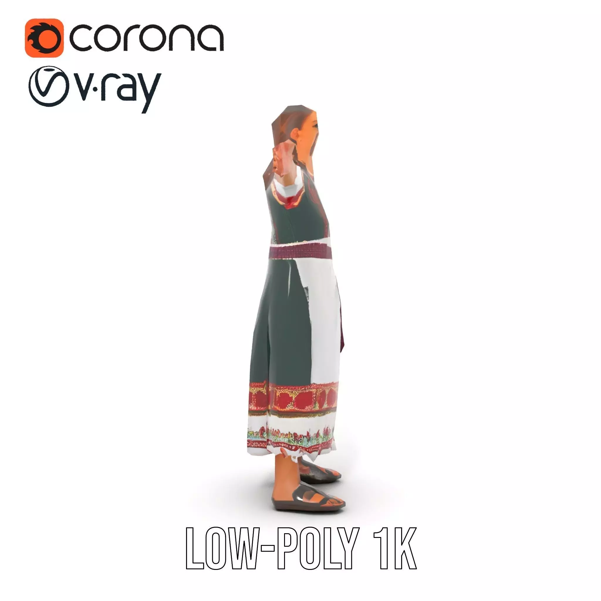Traditional Folk Dress model pack Low-poly 3D model_11