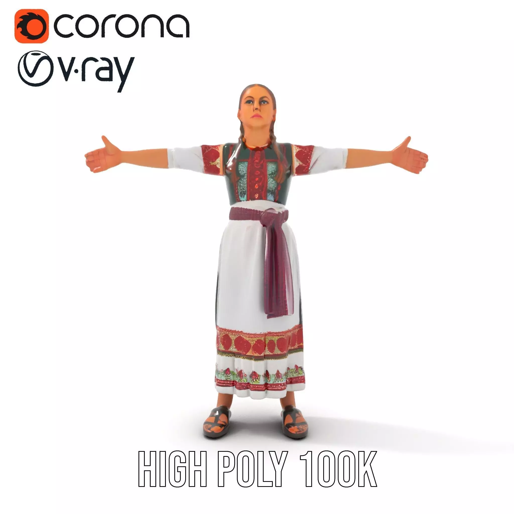 Traditional Folk Dress model pack Low-poly 3D model_17