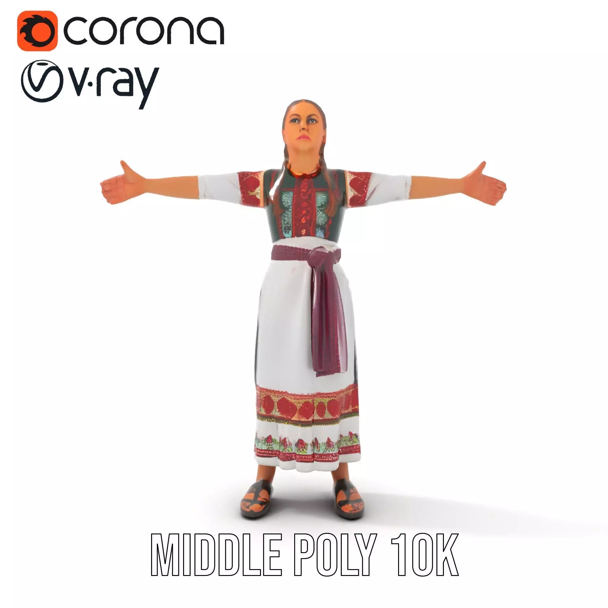 Traditional Folk Dress model pack Low-poly 3D model_10