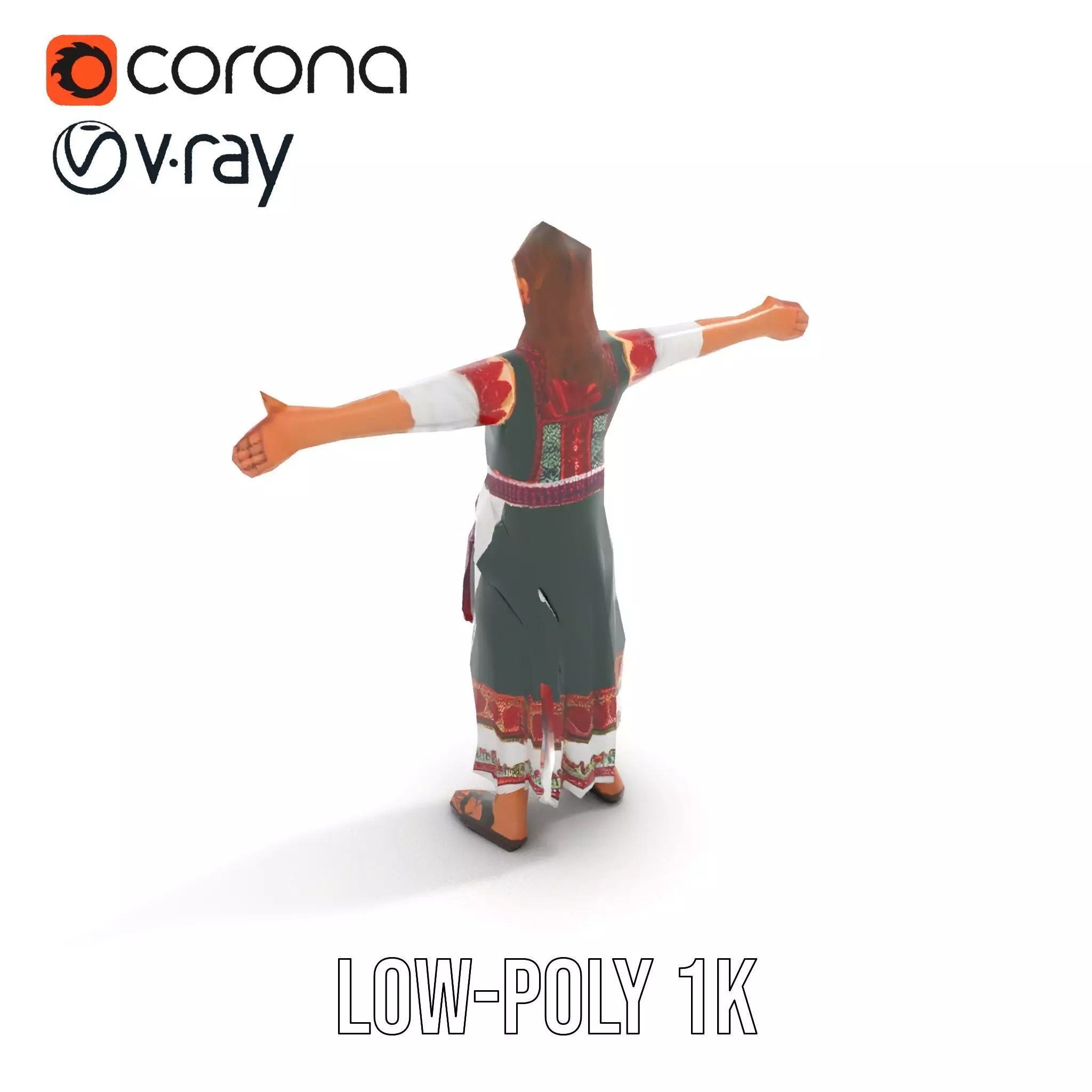 Traditional Folk Dress model pack Low-poly 3D model_22