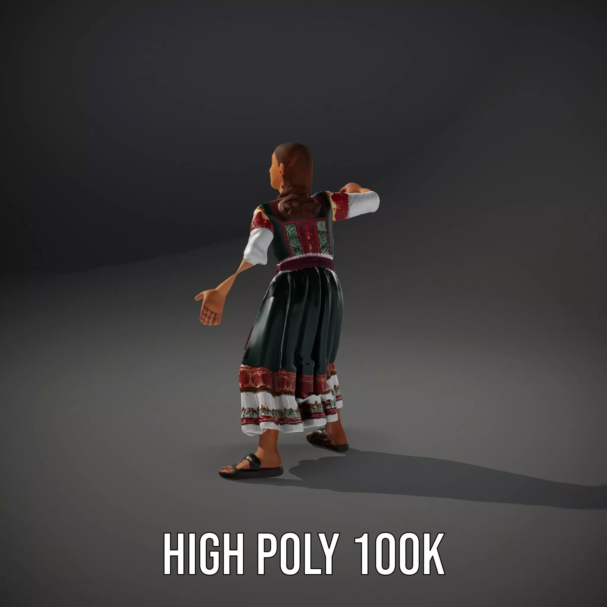 Traditional Folk Dress model pack Low-poly 3D model_8