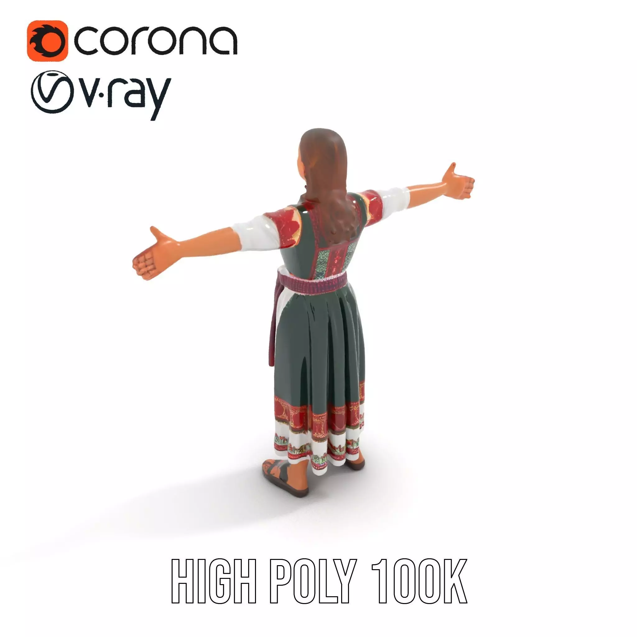 Traditional Folk Dress model pack Low-poly 3D model_20