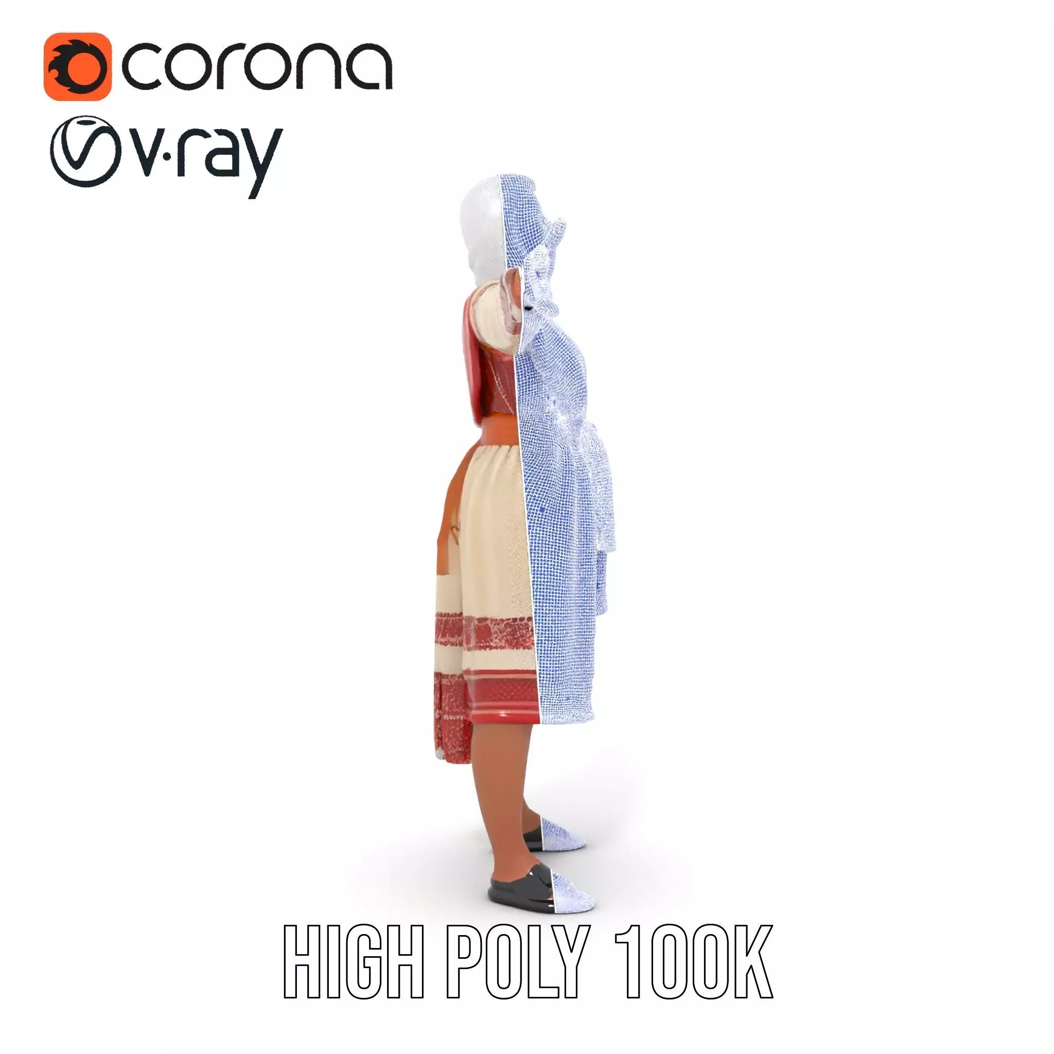Traditional Embroidered Dress model pack Low-poly 3D model_32