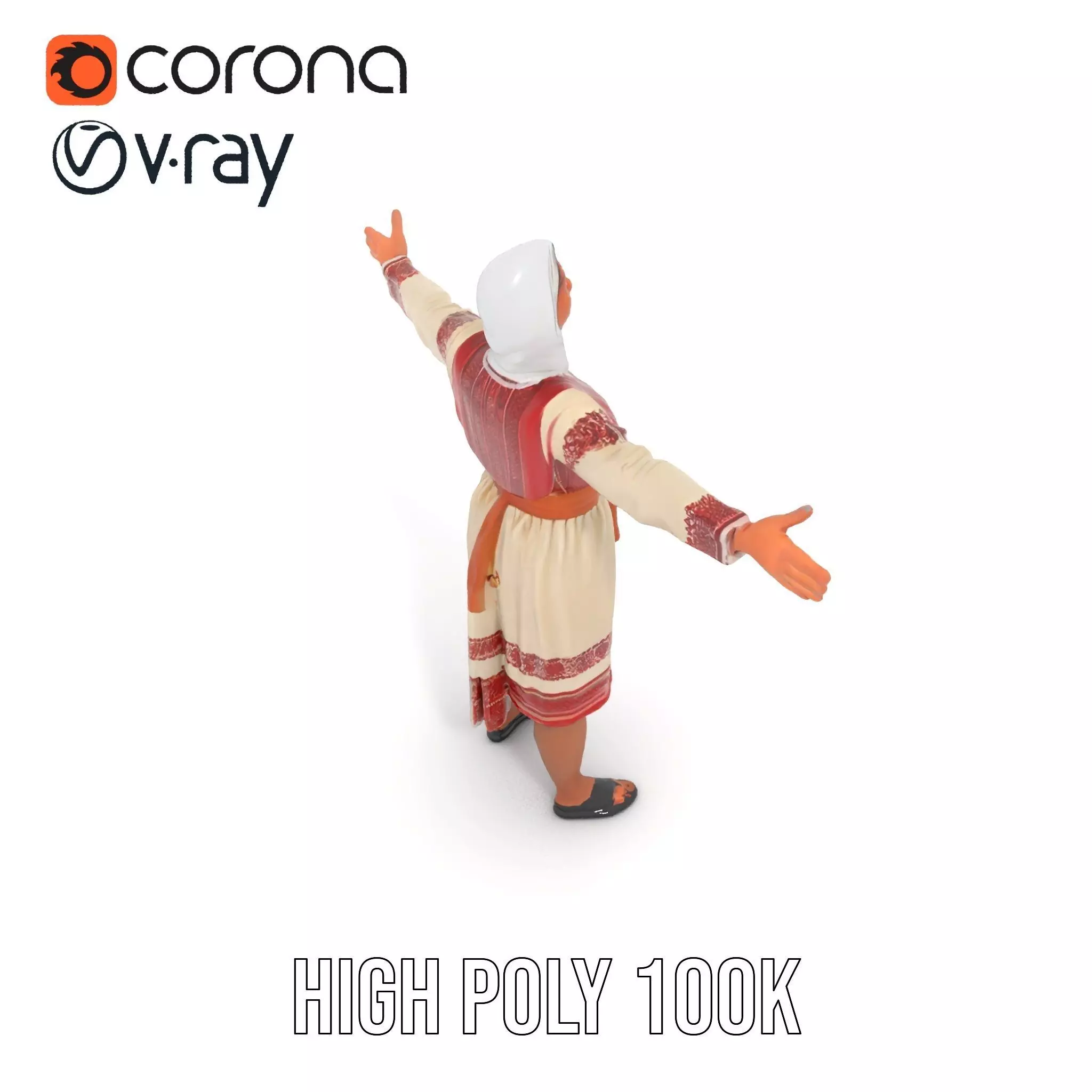 Traditional Embroidered Dress model pack Low-poly 3D model_25